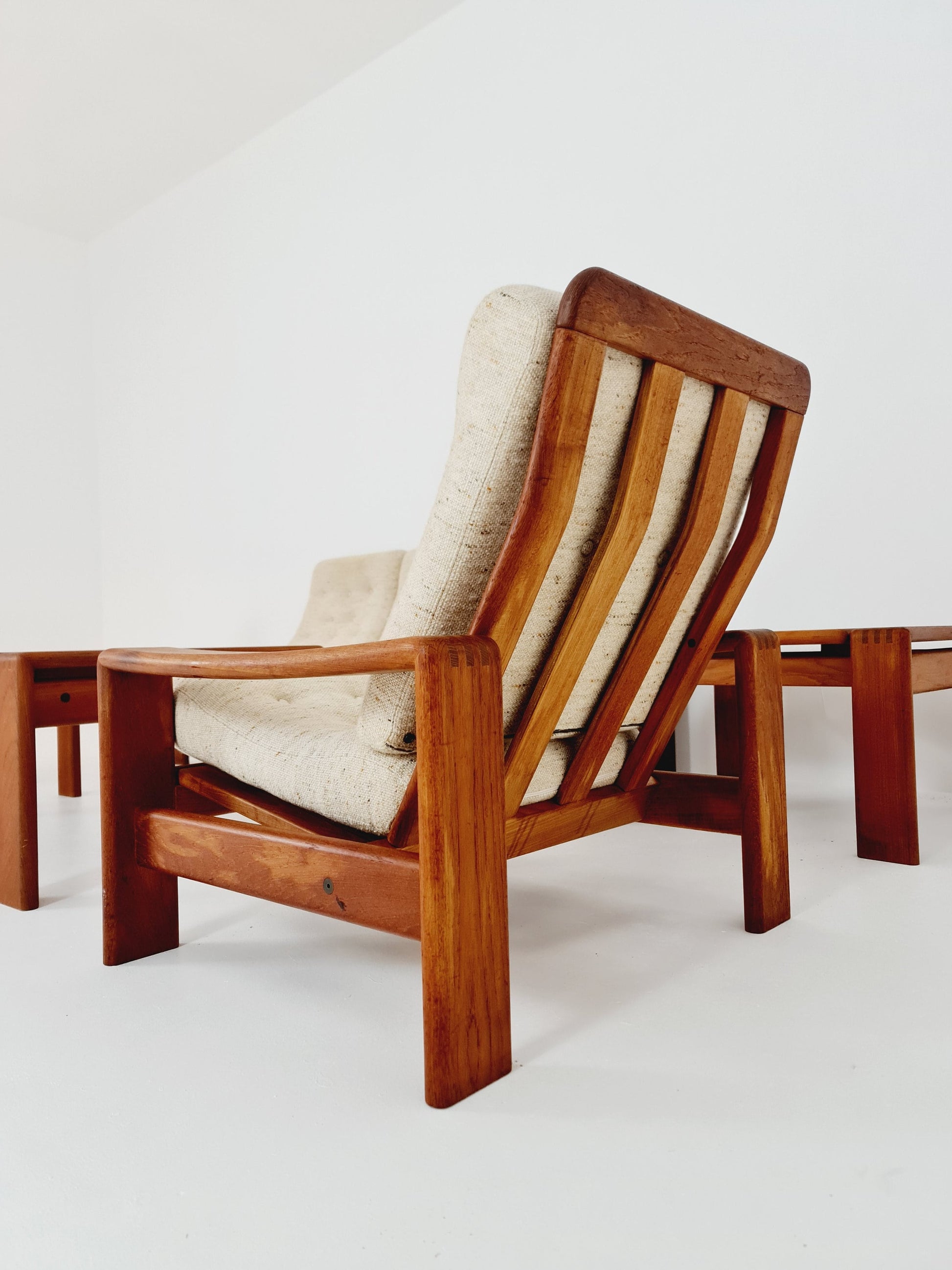 Mid Century couch group in teak 3-Seater Sofa & two chairs by EMC Denmark