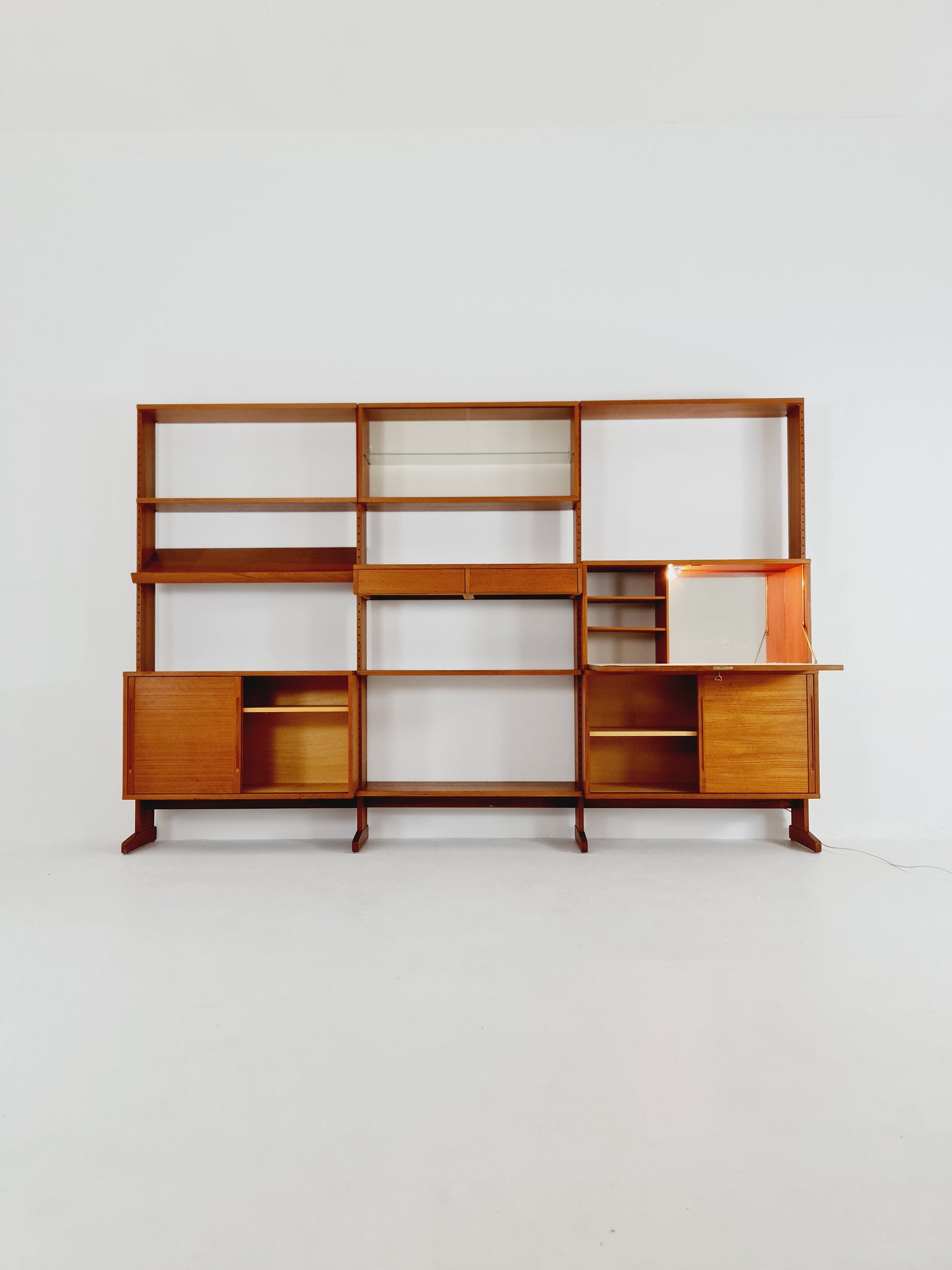 Danish teak room divider modular vintage library bookcase shelf-system by L Chr Larsen & Søn, 1960s
