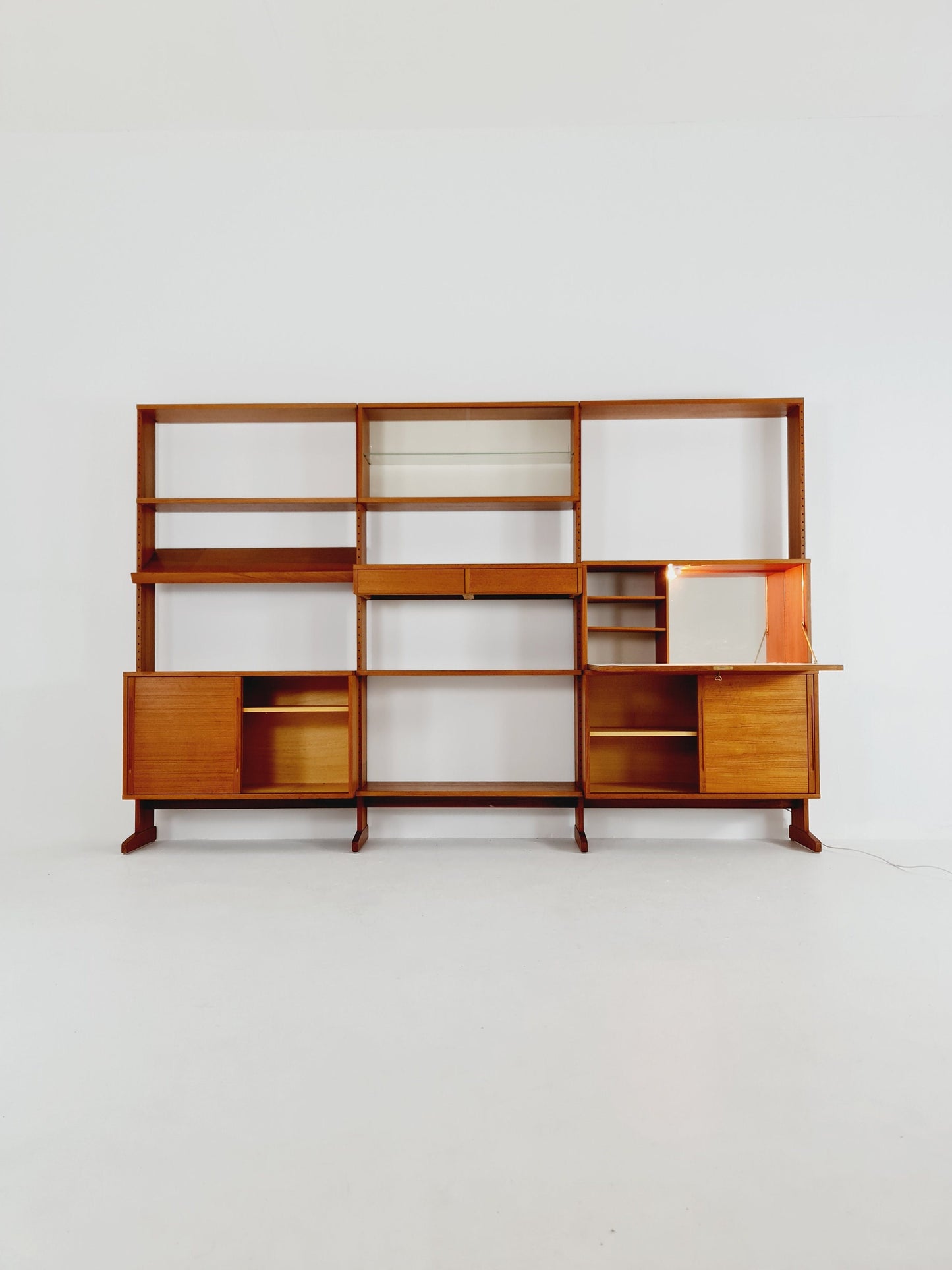 Danish teak room divider modular vintage library bookcase shelf-system by L Chr Larsen & Søn, 1960s