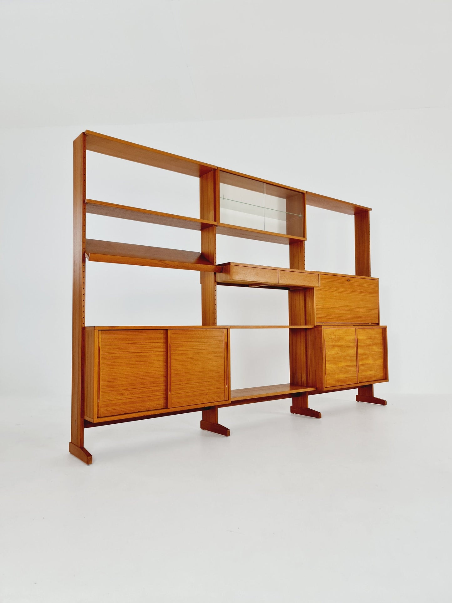 Danish teak room divider modular vintage library bookcase shelf-system by L Chr Larsen & Søn, 1960s