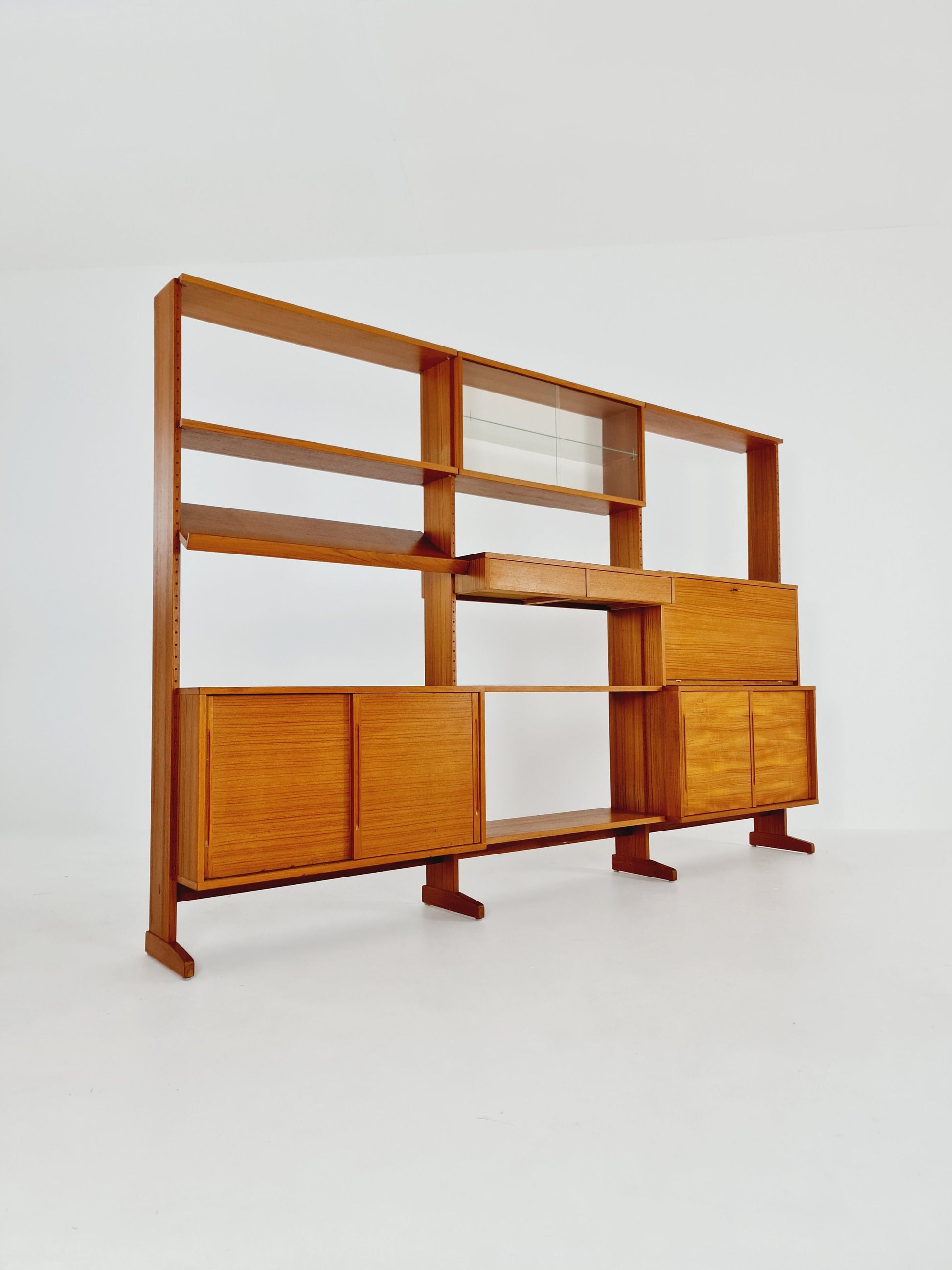 Danish teak room divider modular vintage library bookcase shelf-system by L Chr Larsen & Søn, 1960s