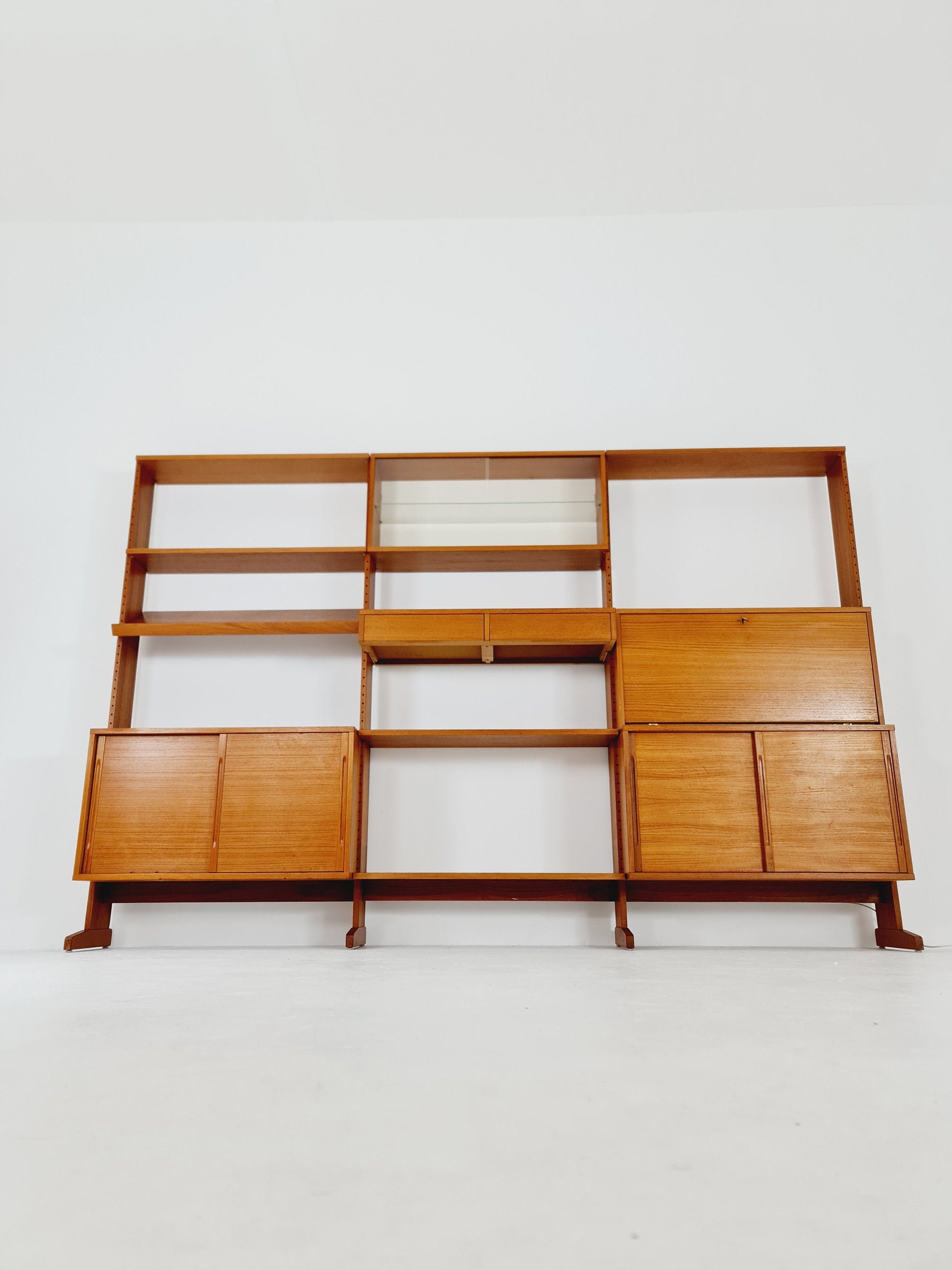 Danish teak room divider modular vintage library bookcase shelf-system by L Chr Larsen & Søn, 1960s