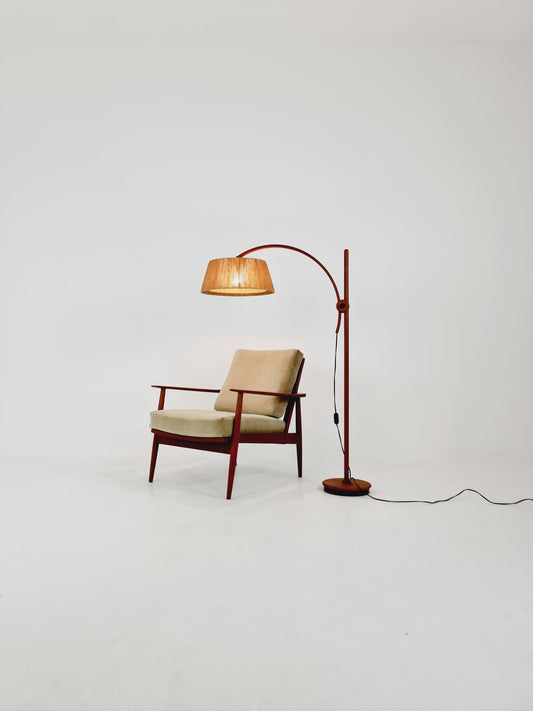 Vintage Danish Teak And Dansih cord floor lamp by DOMUS 1970s