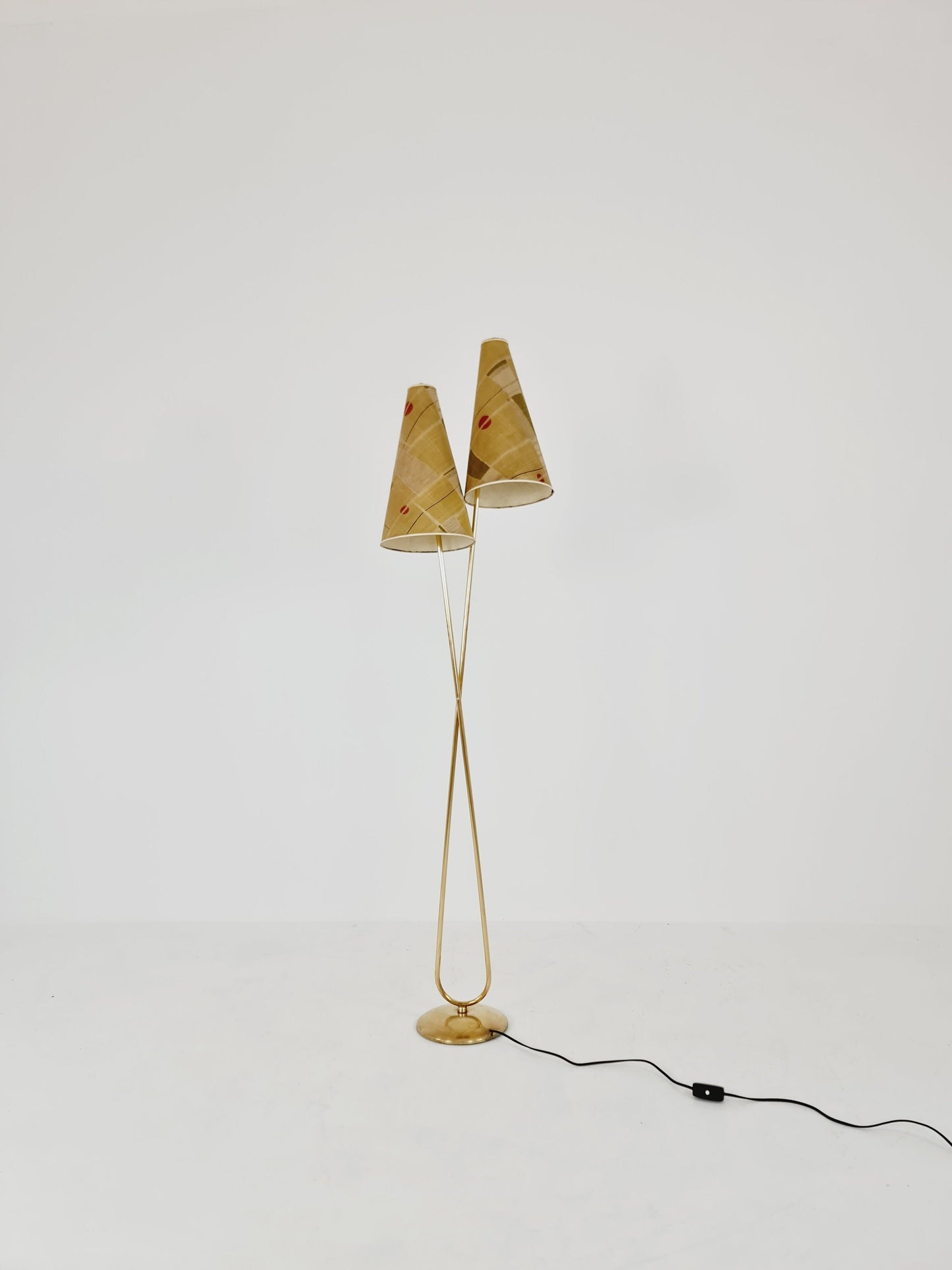 EXTREME RARE brass 1950s vintage floor lamp / bag lamp mcm