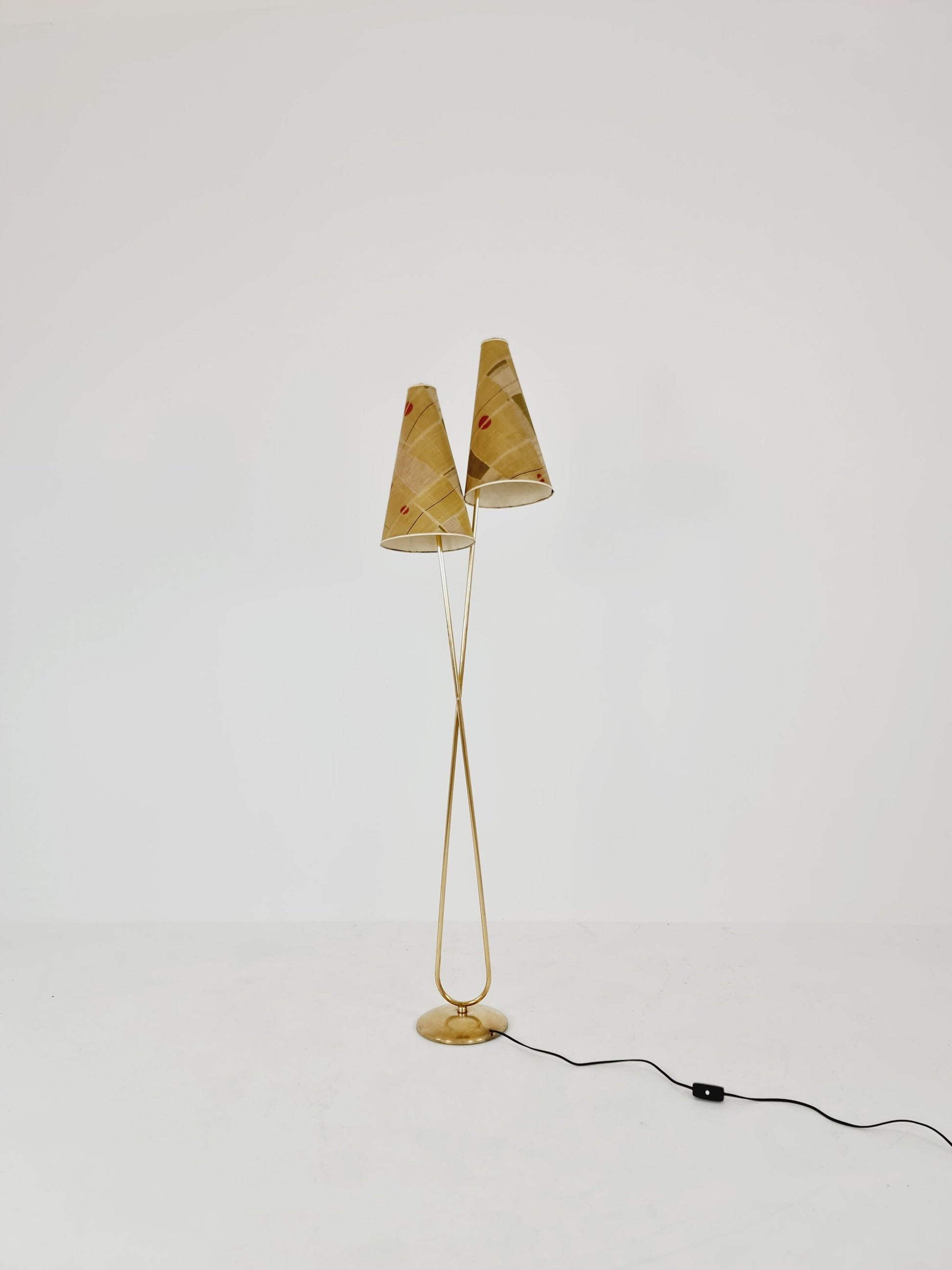 EXTREME RARE brass 1950s vintage floor lamp / bag lamp mcm