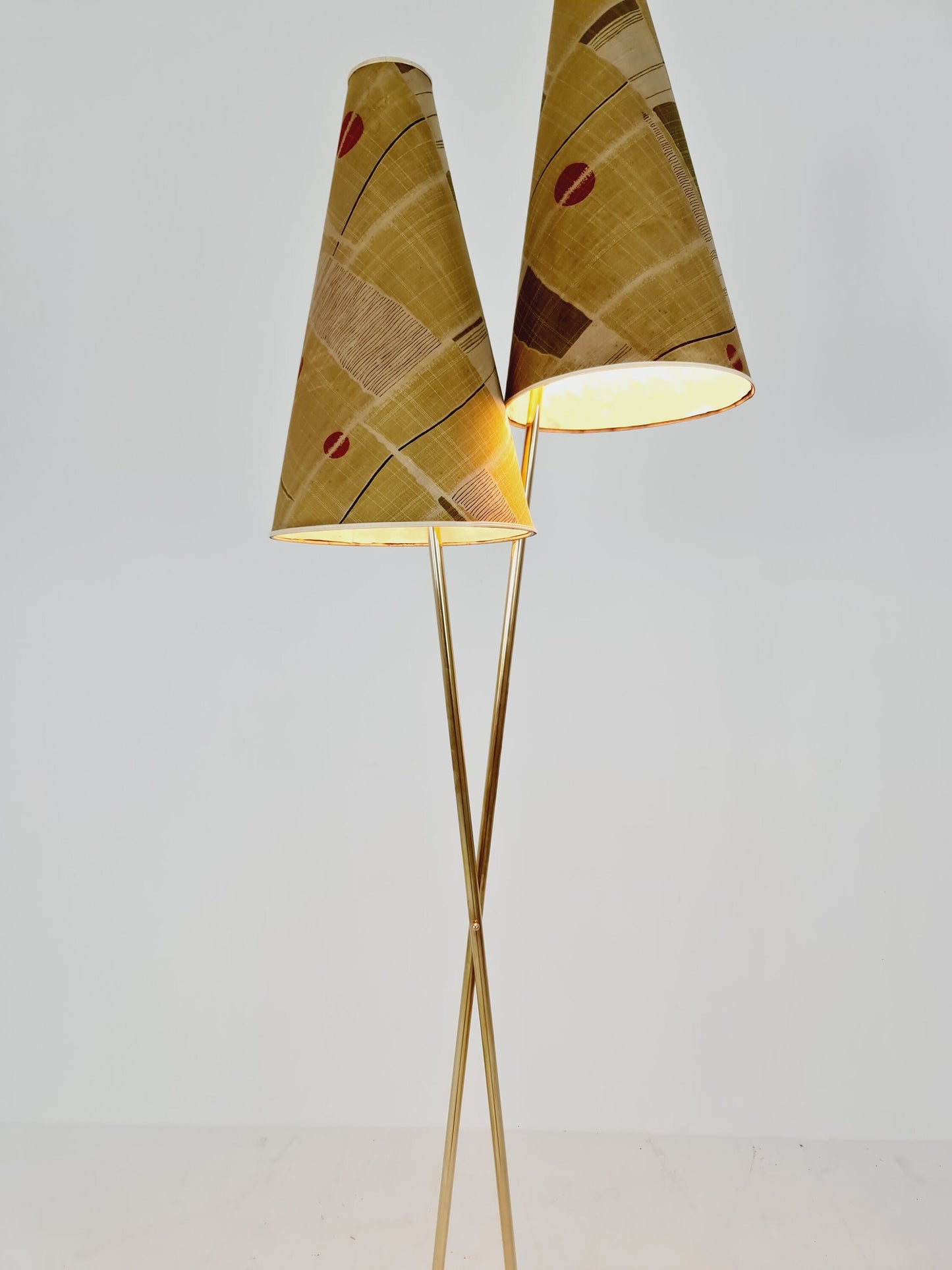 EXTREME RARE brass 1950s vintage floor lamp / bag lamp mcm