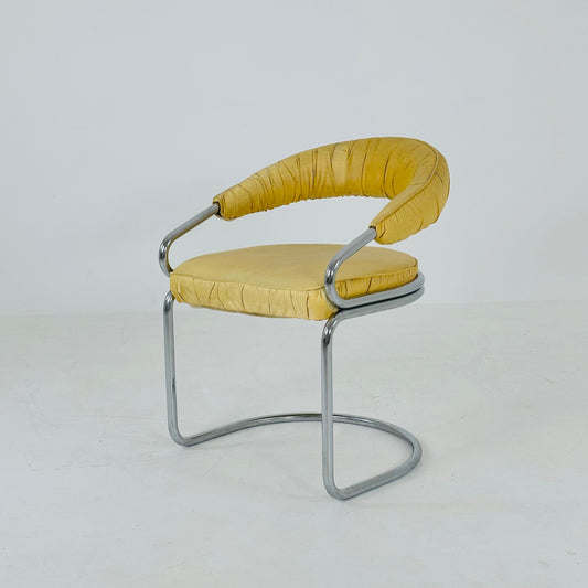 Mid century Italian Tricia Guild Series leather Steel Armchair 1970s 
