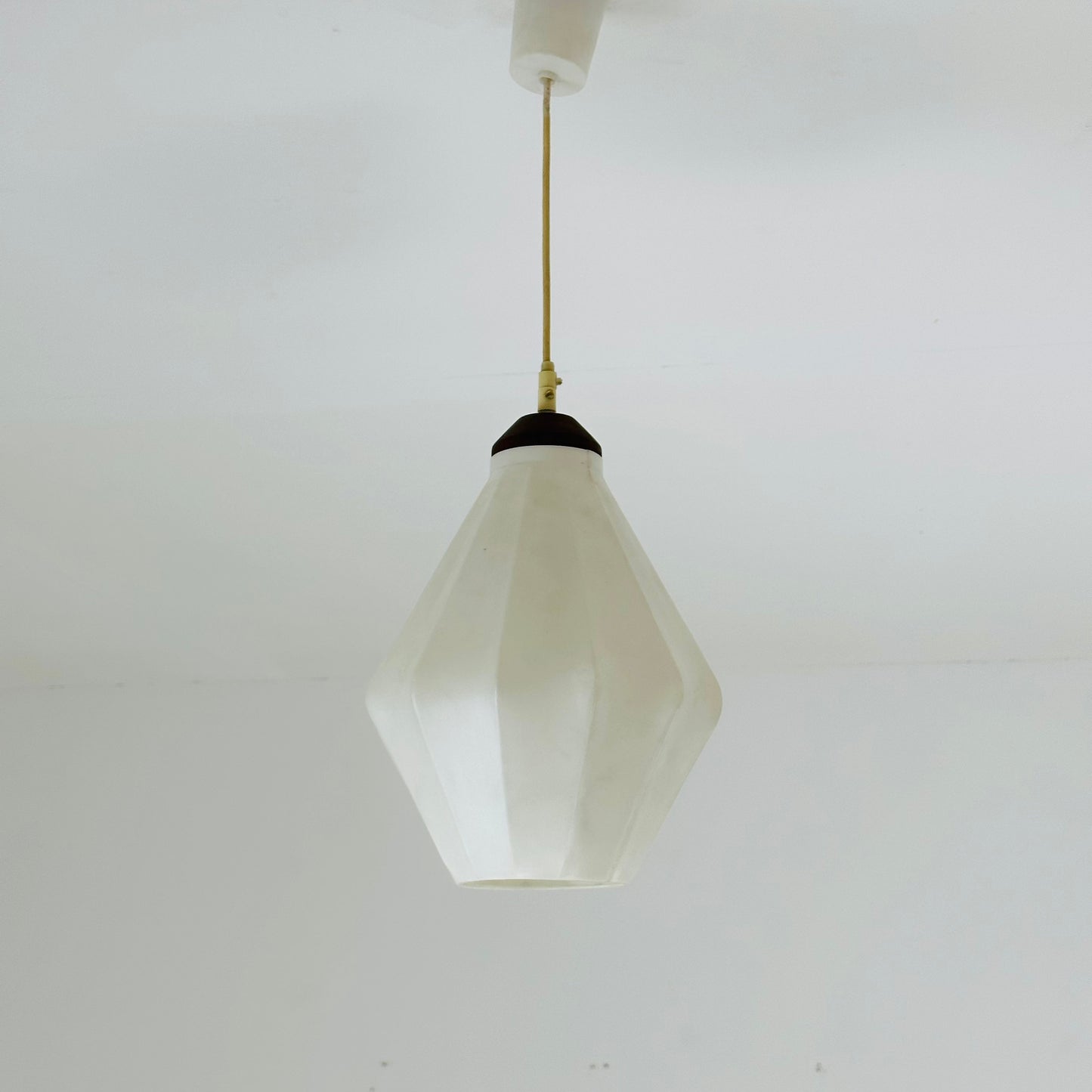 Mid-Century Modern Hanging Lamp Octagon Shape plastic Shade 1960s