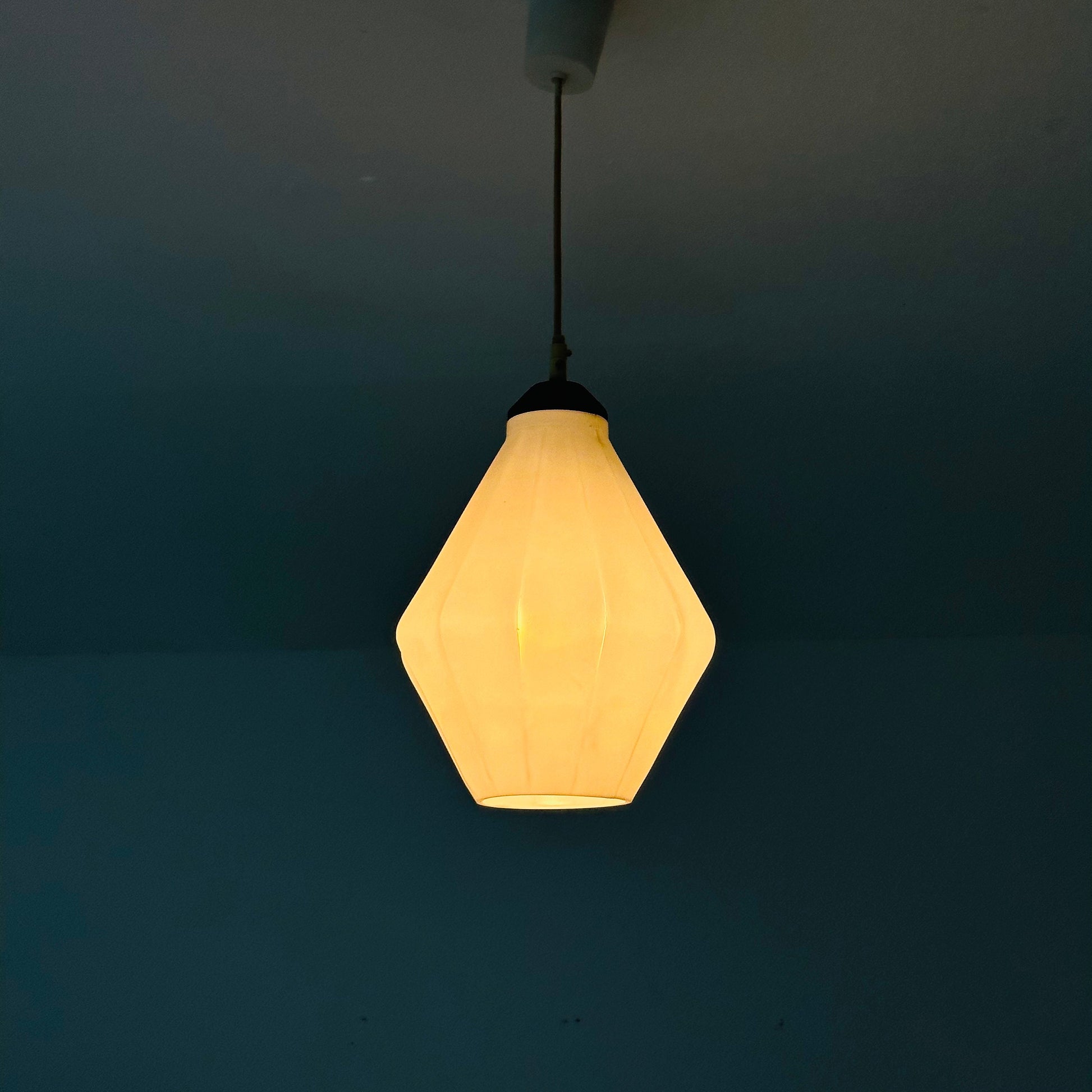 Mid-Century Modern Hanging Lamp Octagon Shape plastic Shade 1960s