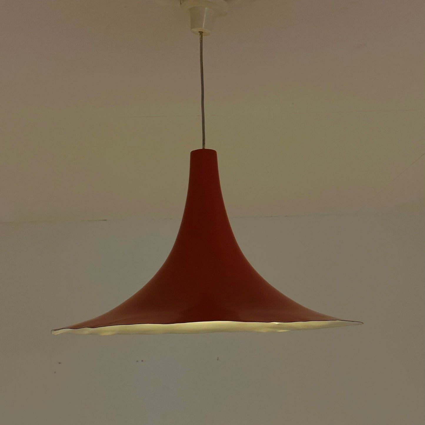 Mid century Danish red semi pendant light 1960s