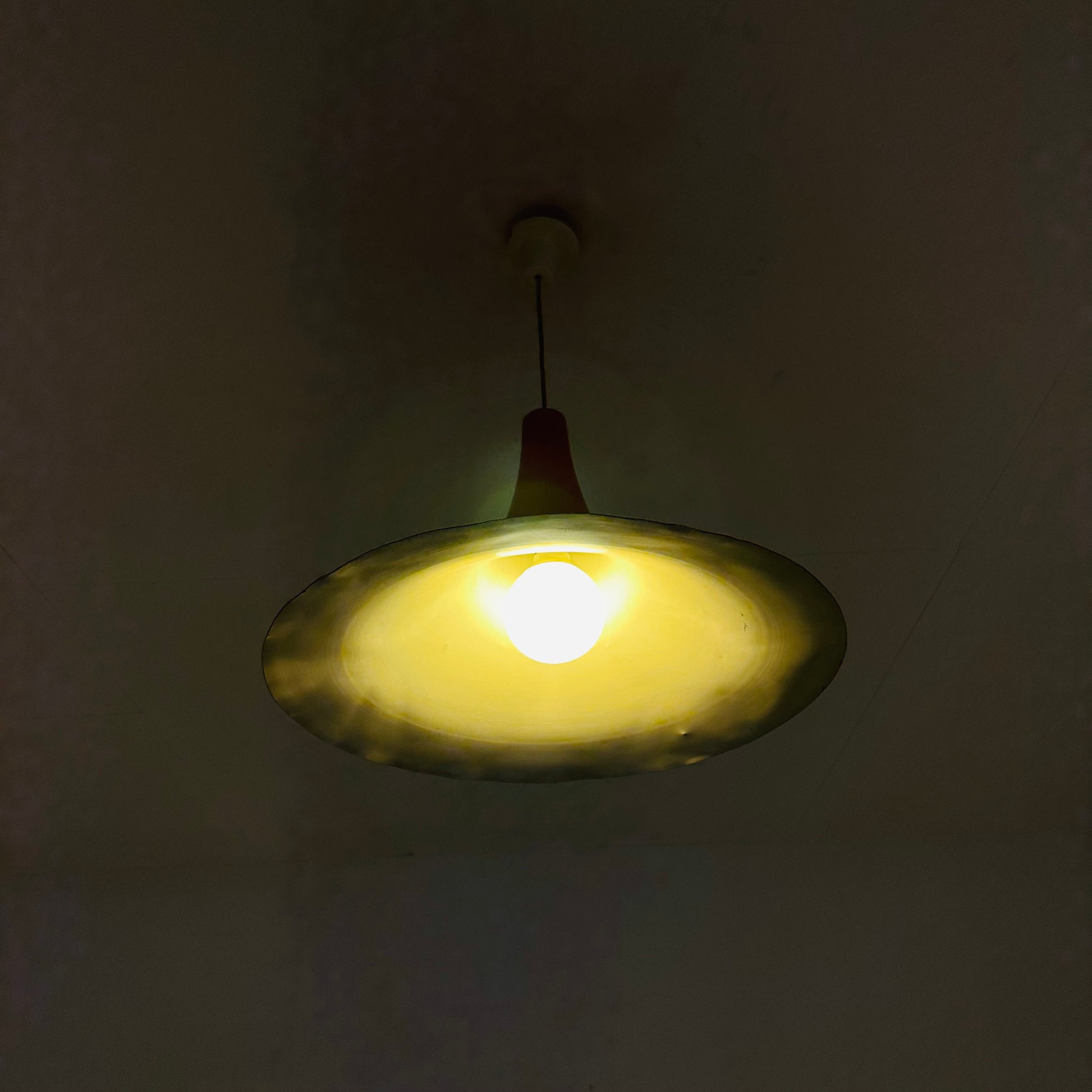 Mid century Danish red semi pendant light 1960s