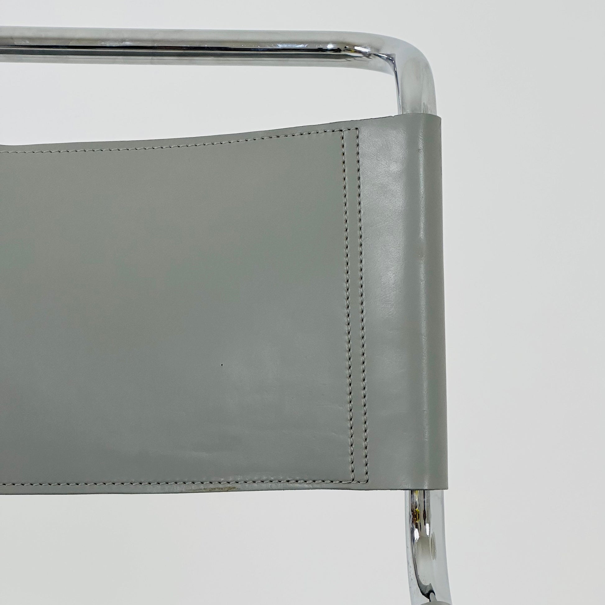 1 of 2 MR10 lounge grey leather chair design by Ludwig Mies van der Rohe , 1980s