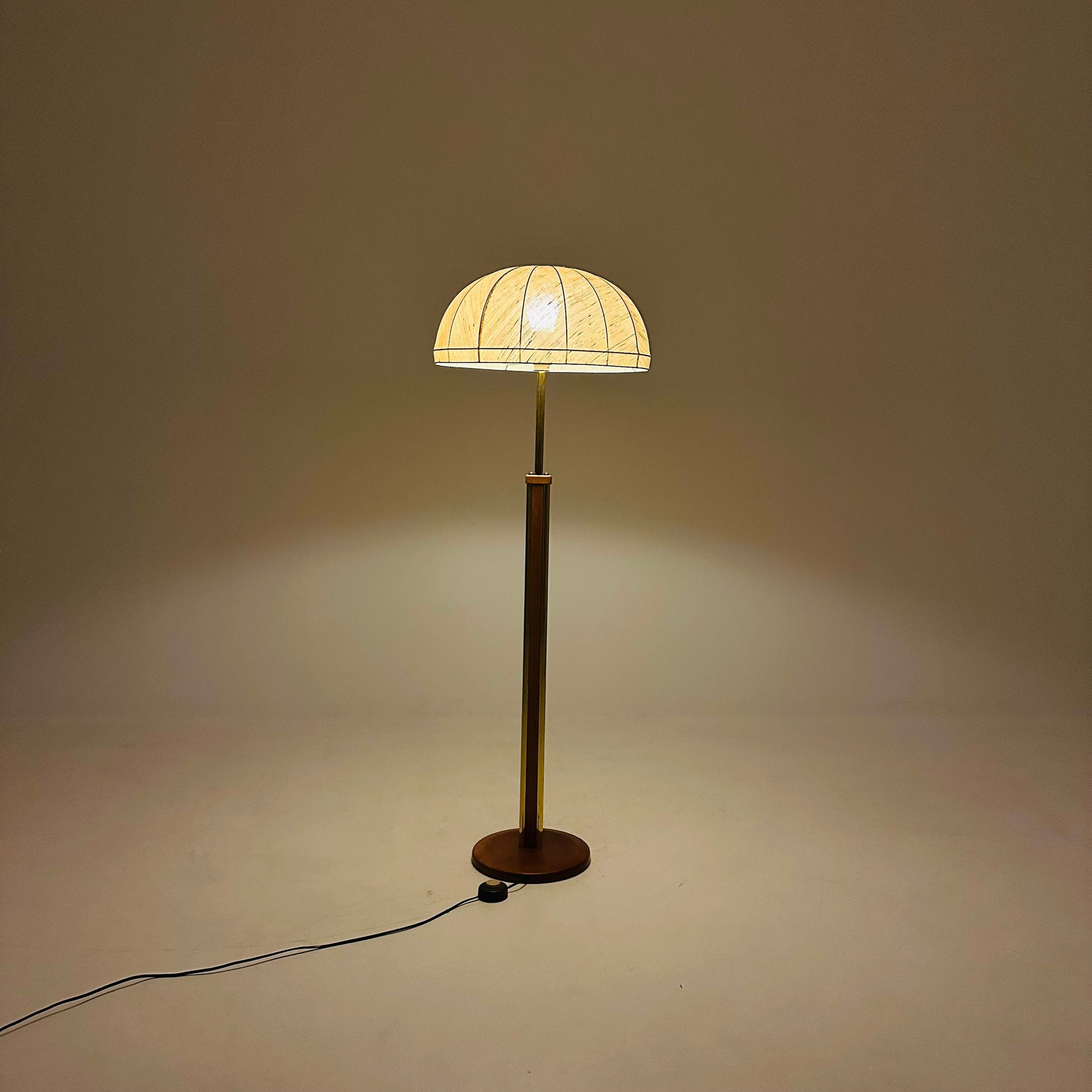 Midcentury floor lamp brass and wood Scandinavian Swedish from the 1950s