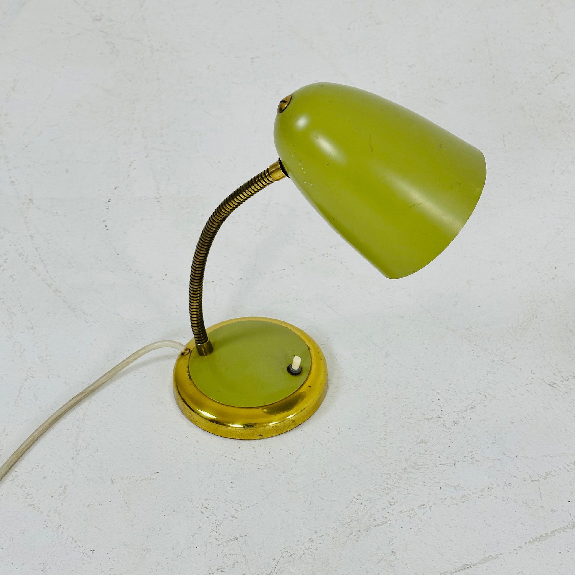 Vintage Table Lamp with Gooseneck Bright Green Germany, 1950s