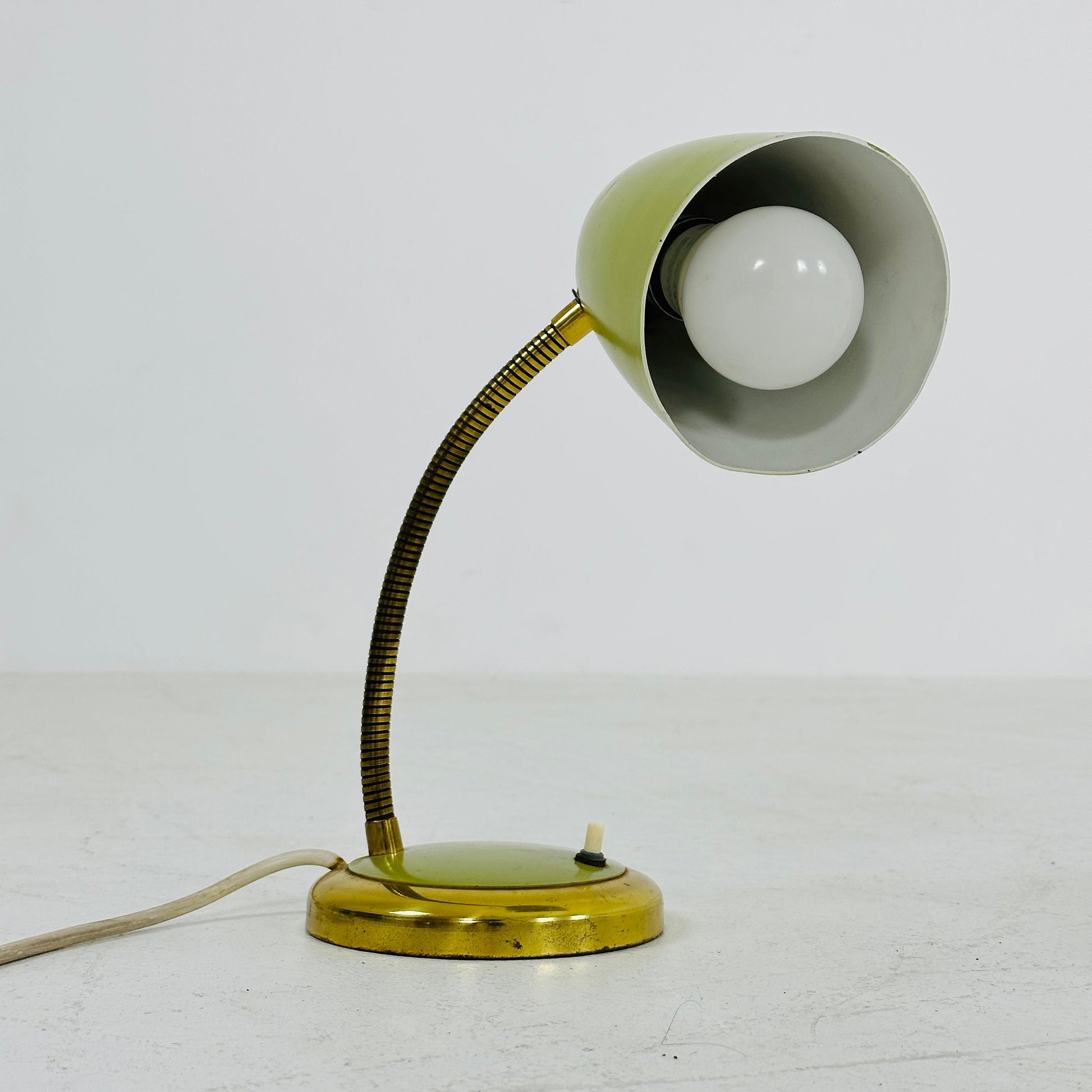 Vintage Table Lamp with Gooseneck Bright Green Germany, 1950s