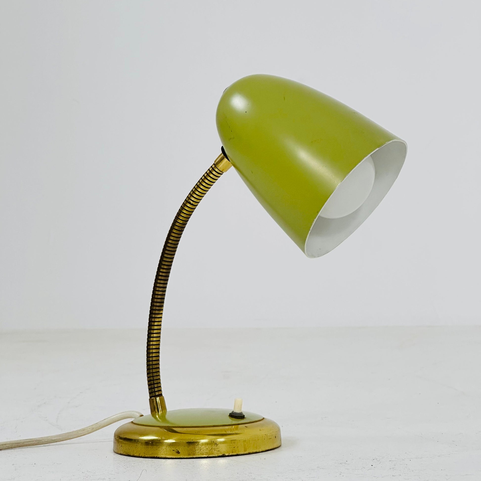 Vintage Table Lamp with Gooseneck Bright Green Germany, 1950s