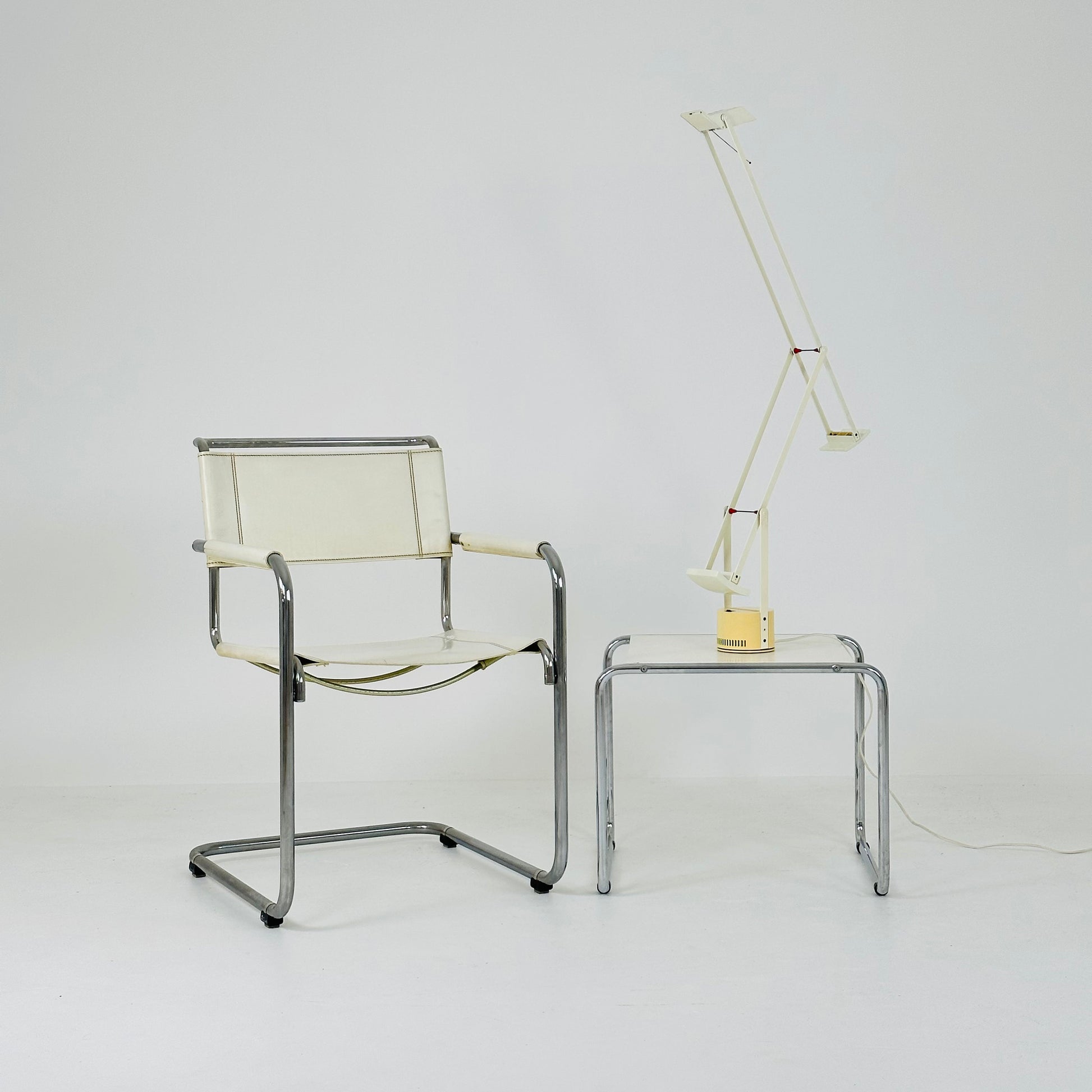 Original Bauhaus S34 cantilever chair in white leather by Mart Stam for Thonet, 1970,