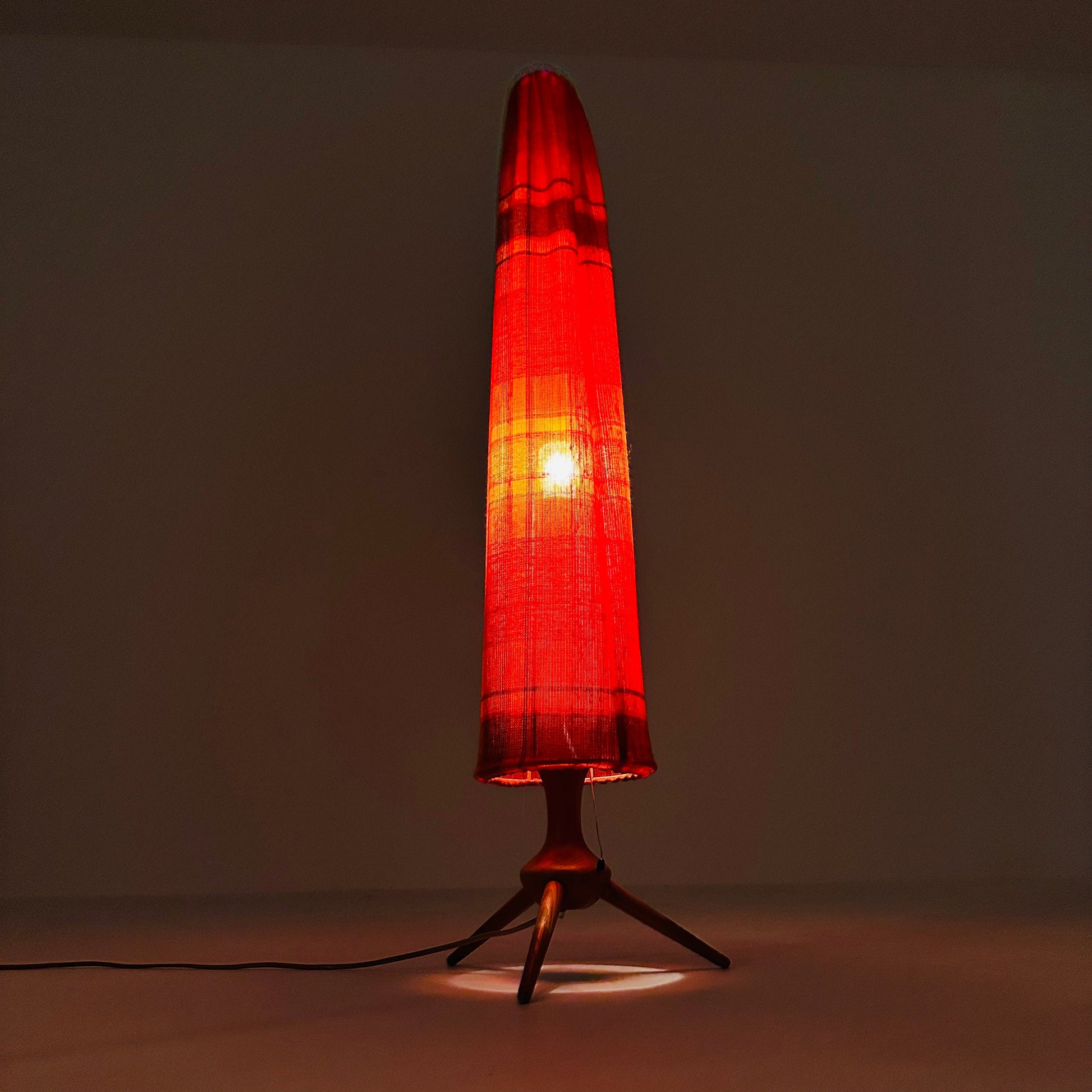 Mid-Century teak -fabric Tripod floor Lamp, 1960s