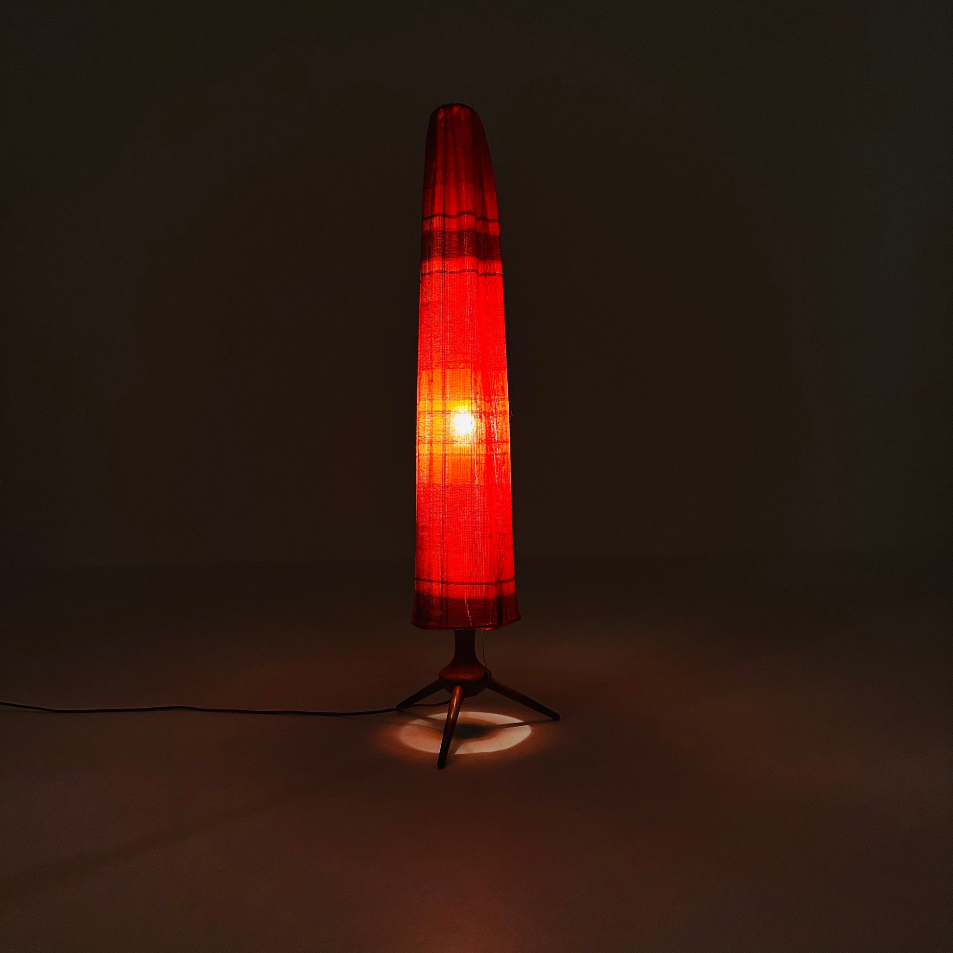 Mid-Century teak -fabric Tripod floor Lamp, 1960s