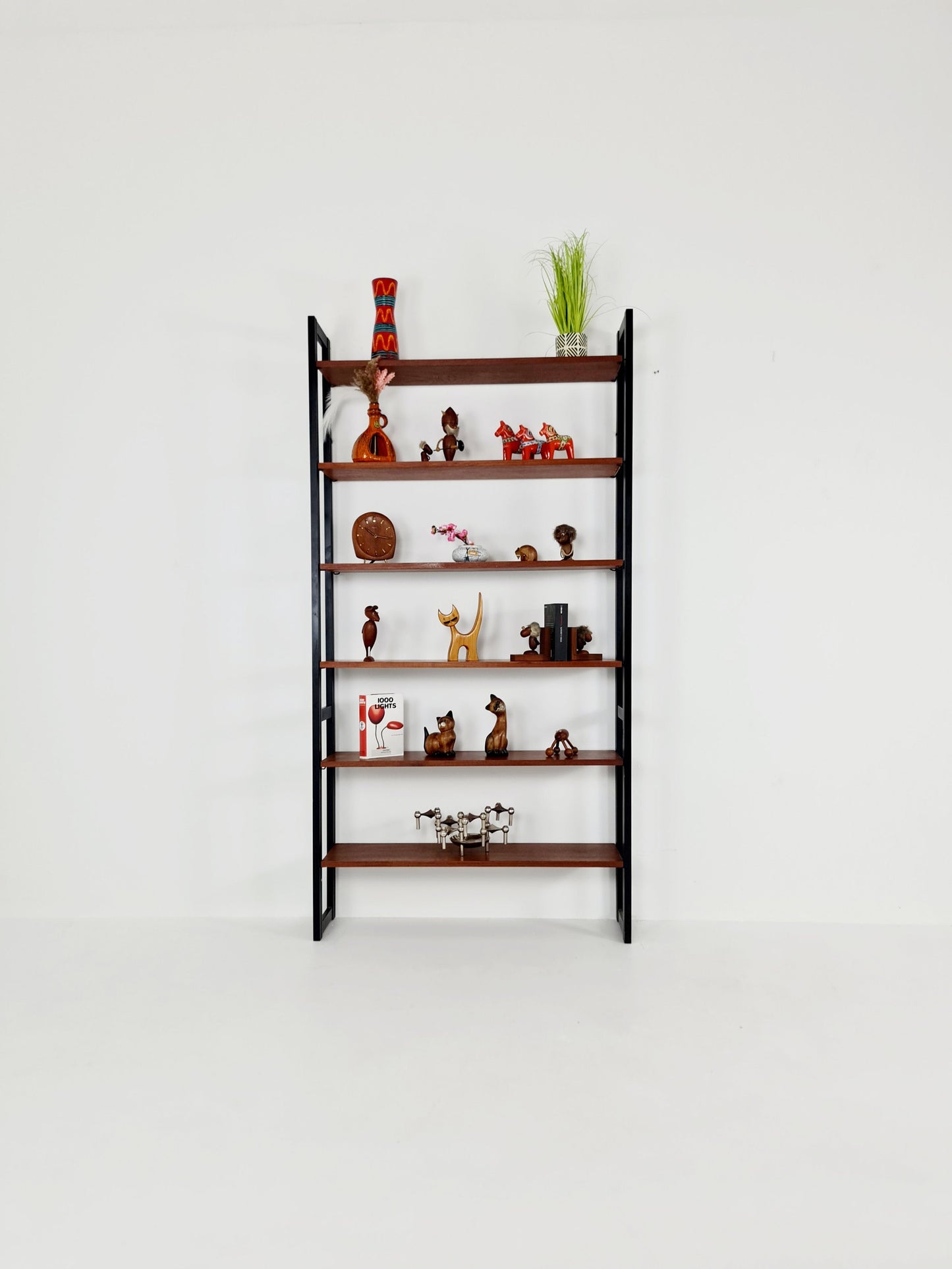Free standing teak vintage library book shelf-system wall ectonia by Jussi Peippo for Asko, 1960s
