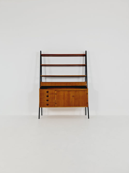 Scandinavian bokshelf / Secretary with drawers mahagony by "Tema", Gillis Lundgren, 1960s