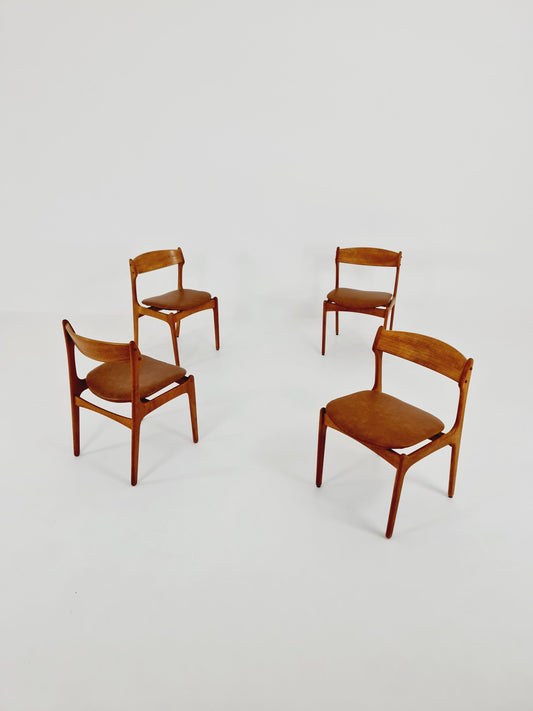 Vintage Danish teak dining/desk chairs by Erik Buch for O D Möbler, 1960s Set of 4