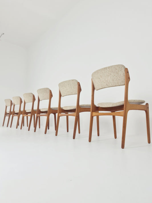 Vintage Danish teak dining/desk chairs by Erik Buch for O D Möbler, 1960s Set of 6