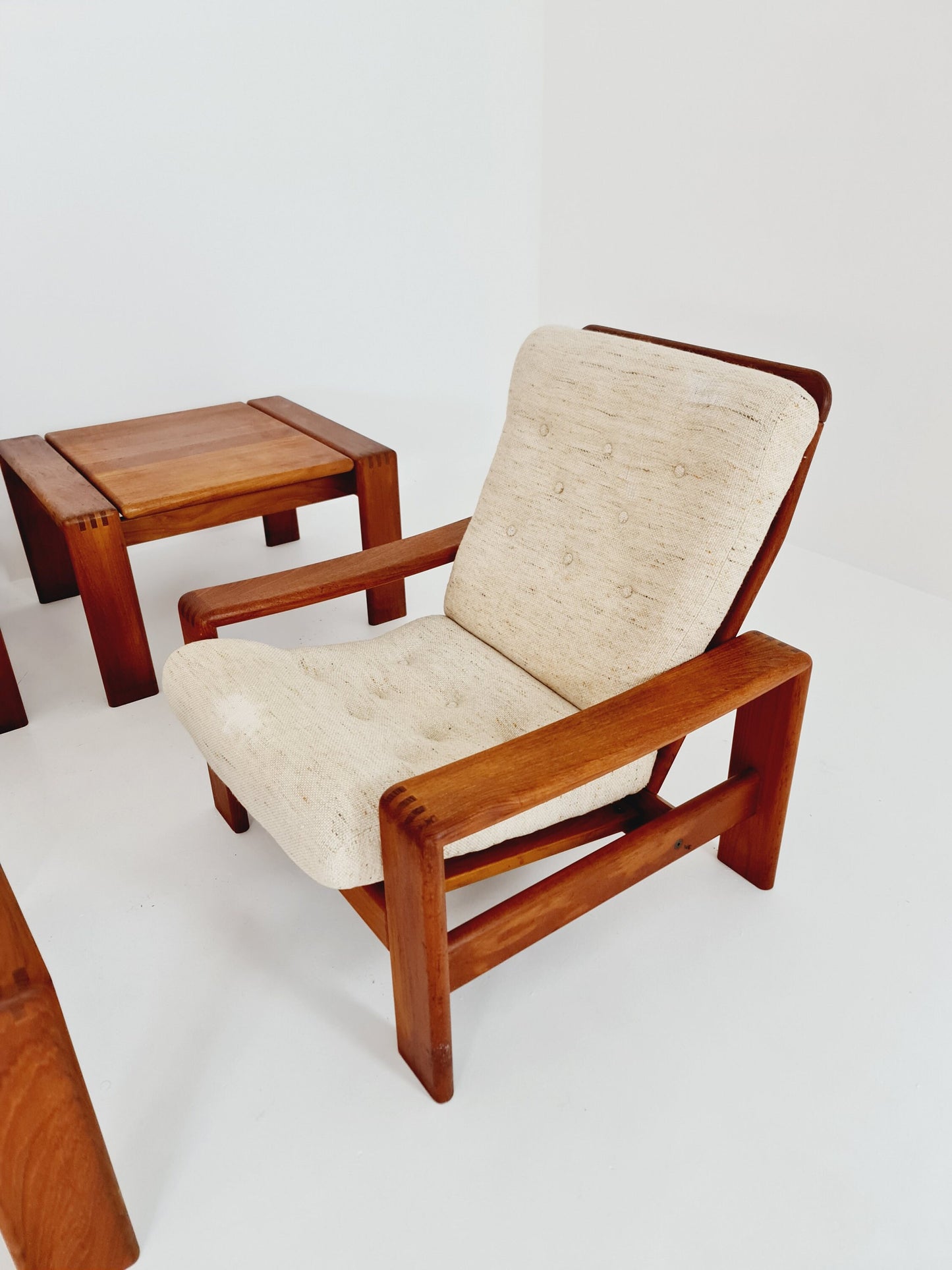Mid Century couch group in teak 3-Seater Sofa & two chairs by EMC Denmark