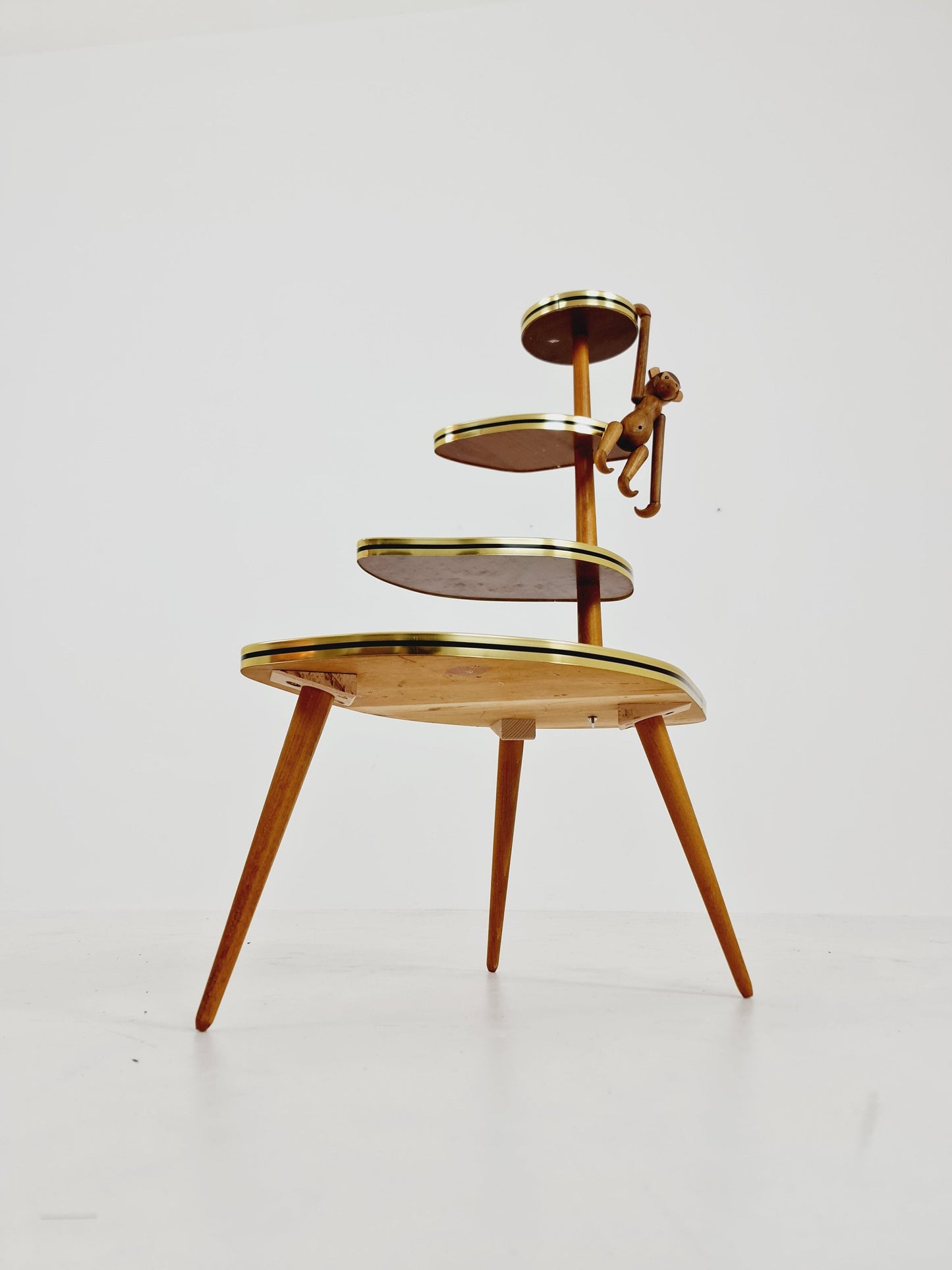 1950s German Plant Stand, Colorful Vintage Mid-Century Minimalist Indoor Plant Stand Side Table Retro flower table