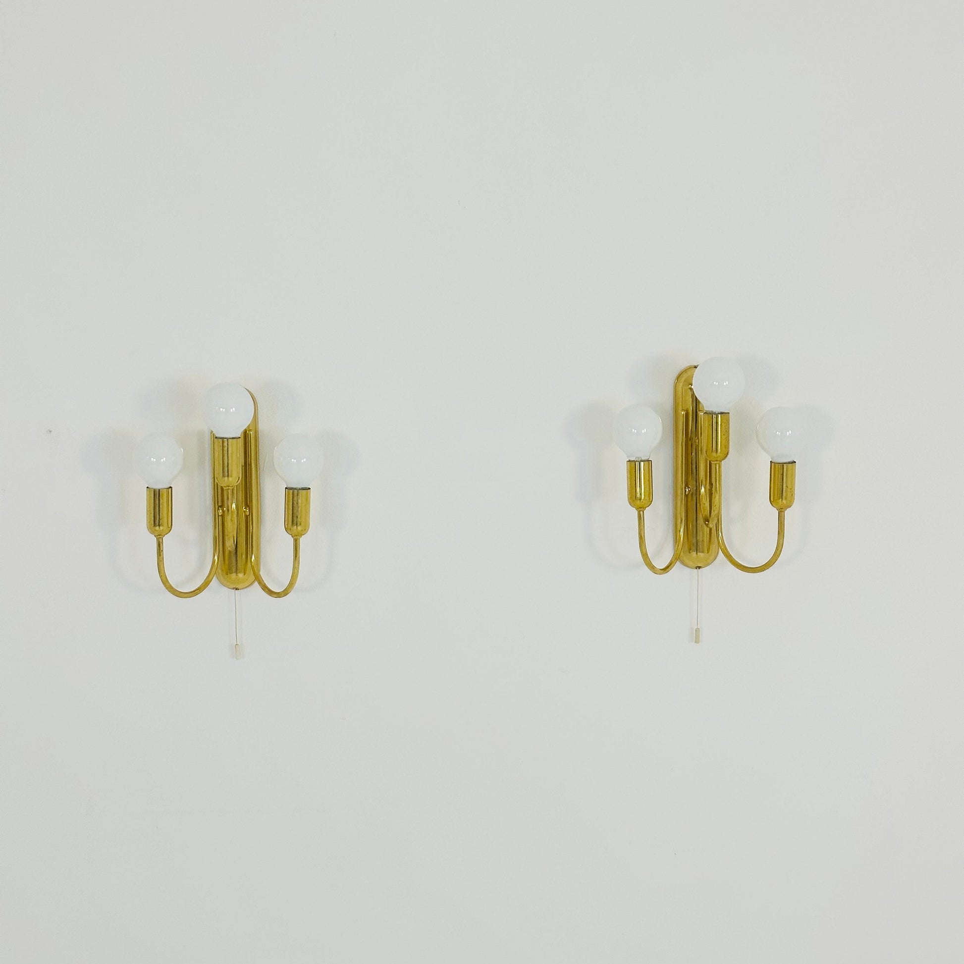 set of 2 Golden brass wall lamps in the style of Schulz, 1970s,Germany