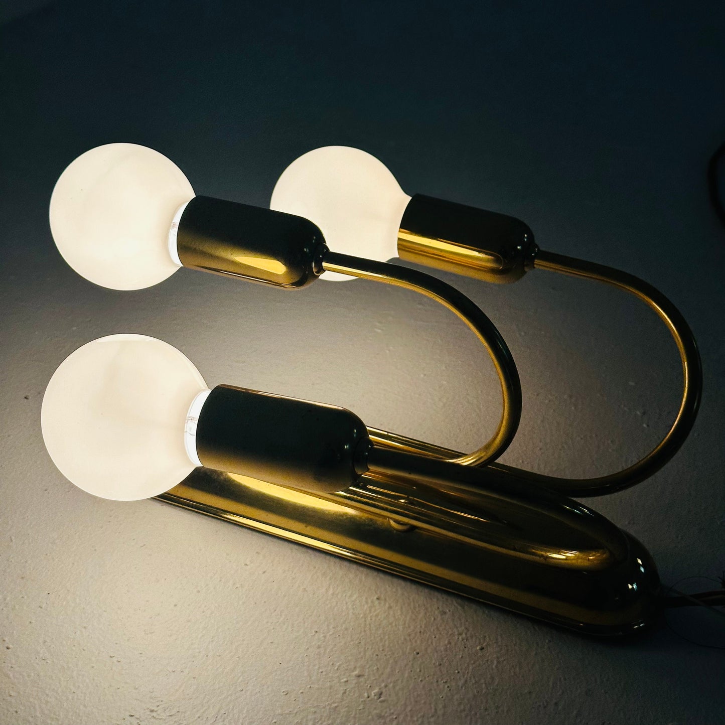 set of 2 Golden brass wall lamps in the style of Schulz, 1970s,Germany
