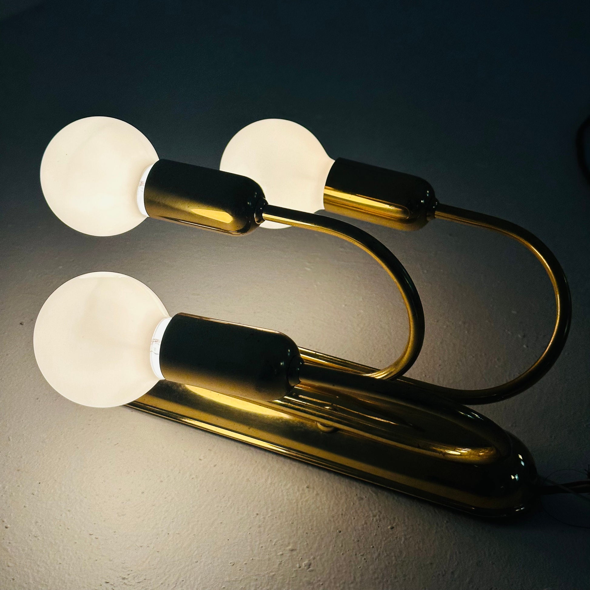 set of 2 Golden brass wall lamps in the style of Schulz, 1970s,Germany