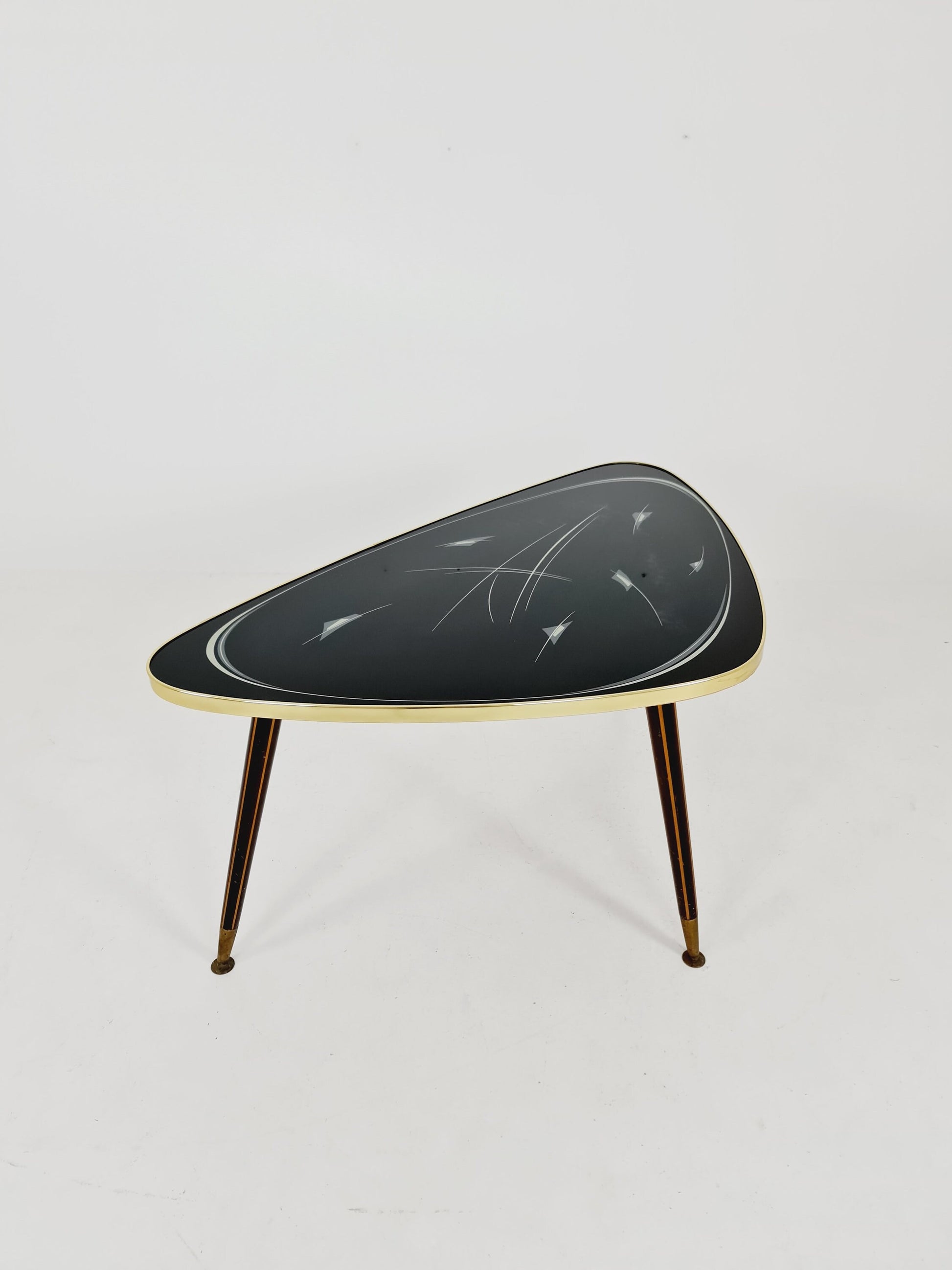 German Mid-Century Tripod Glass & Brass Coffee Table 1950s