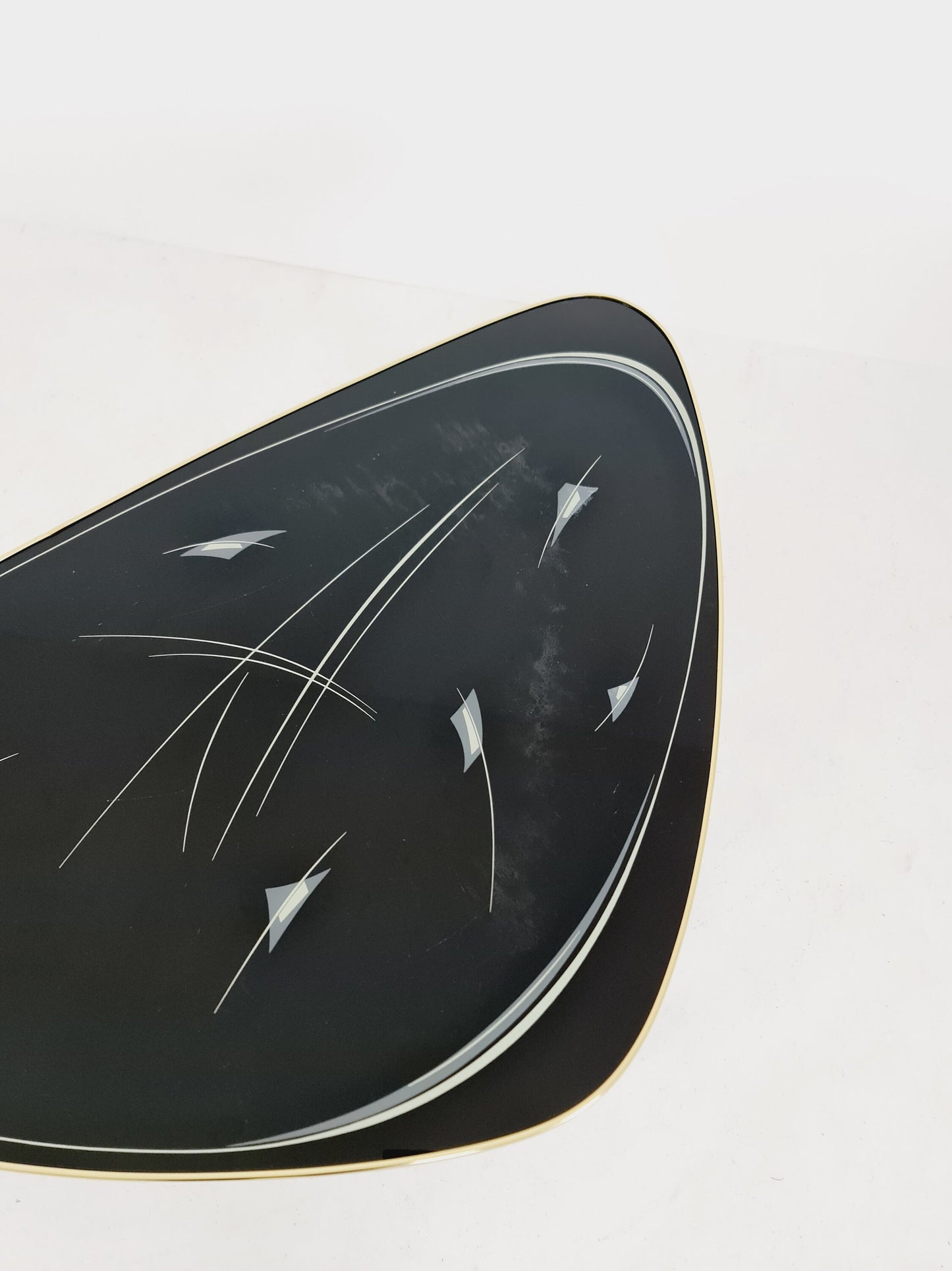 German Mid-Century Tripod Glass & Brass Coffee Table 1950s
