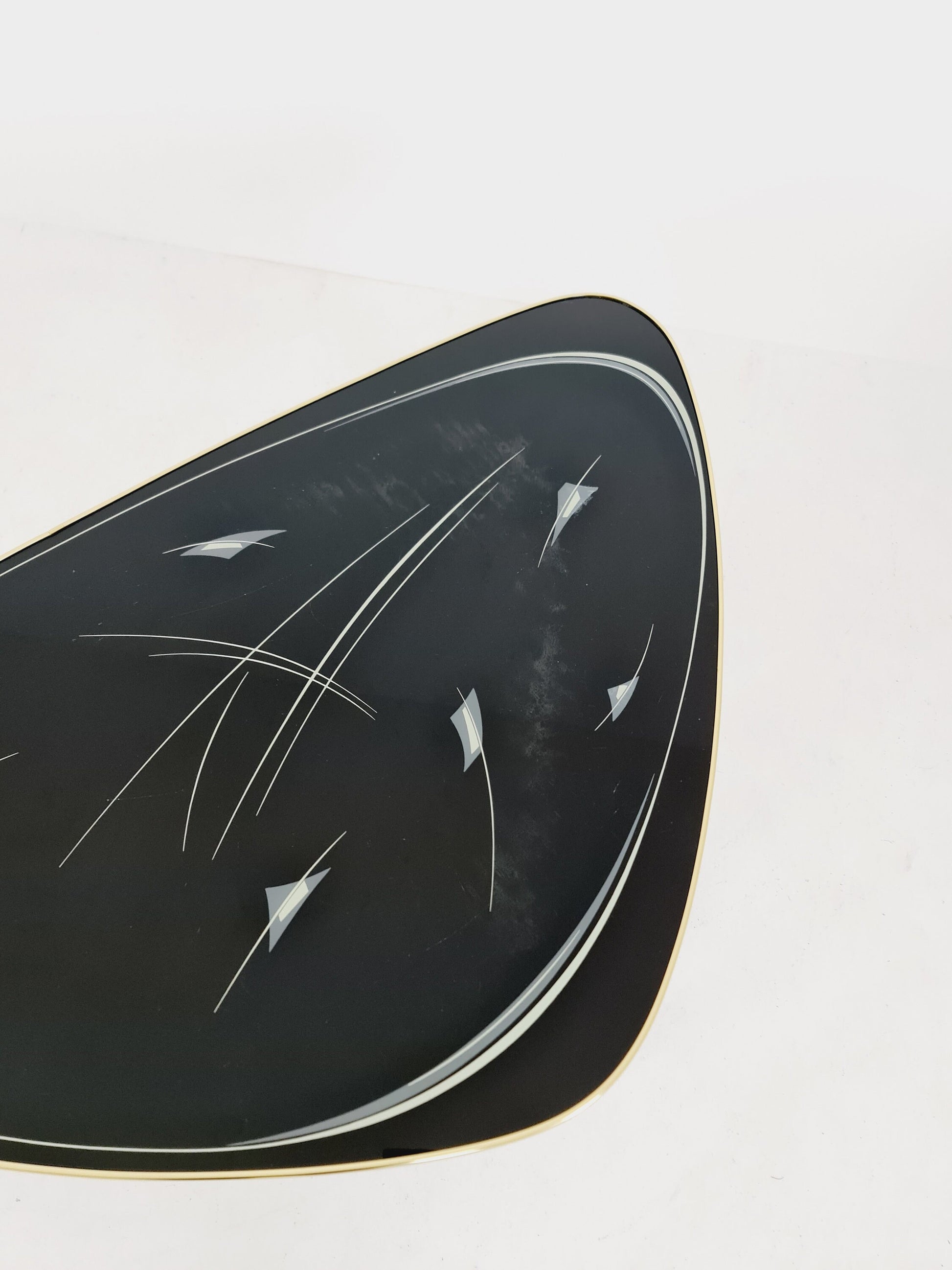 German Mid-Century Tripod Glass & Brass Coffee Table 1950s