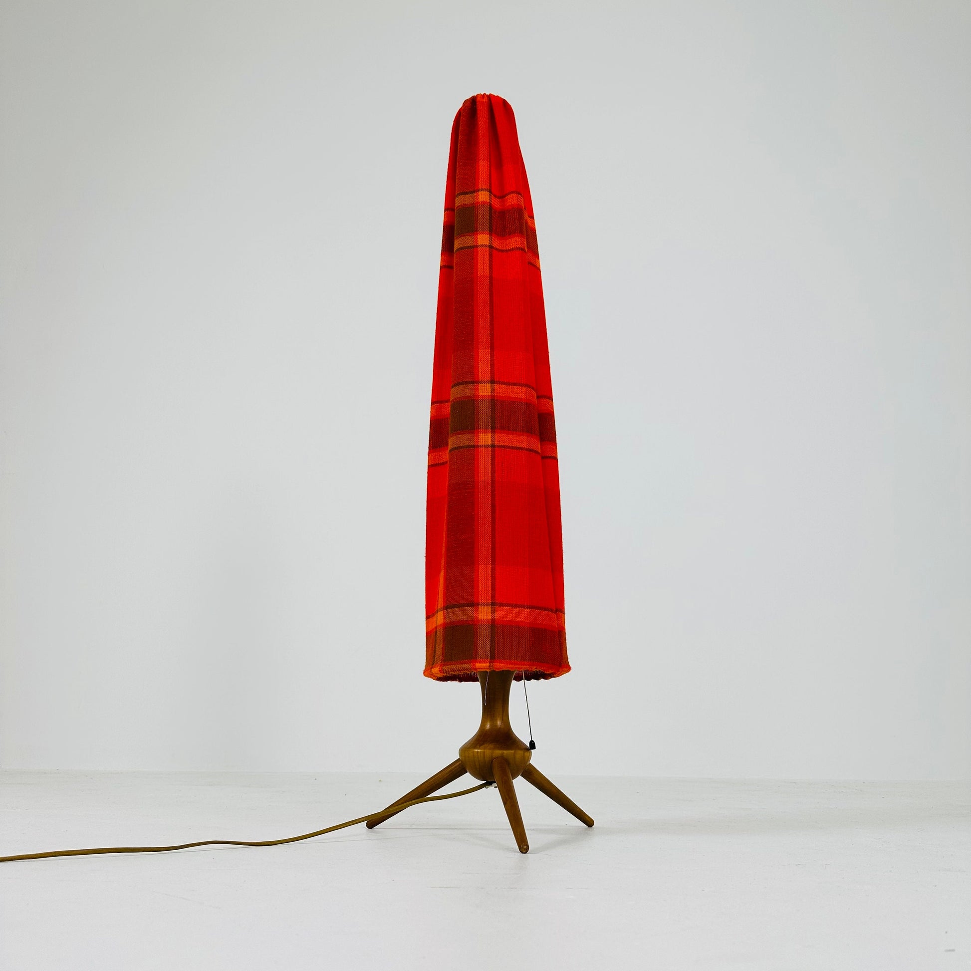 Mid-Century teak -fabric Tripod floor Lamp, 1960s