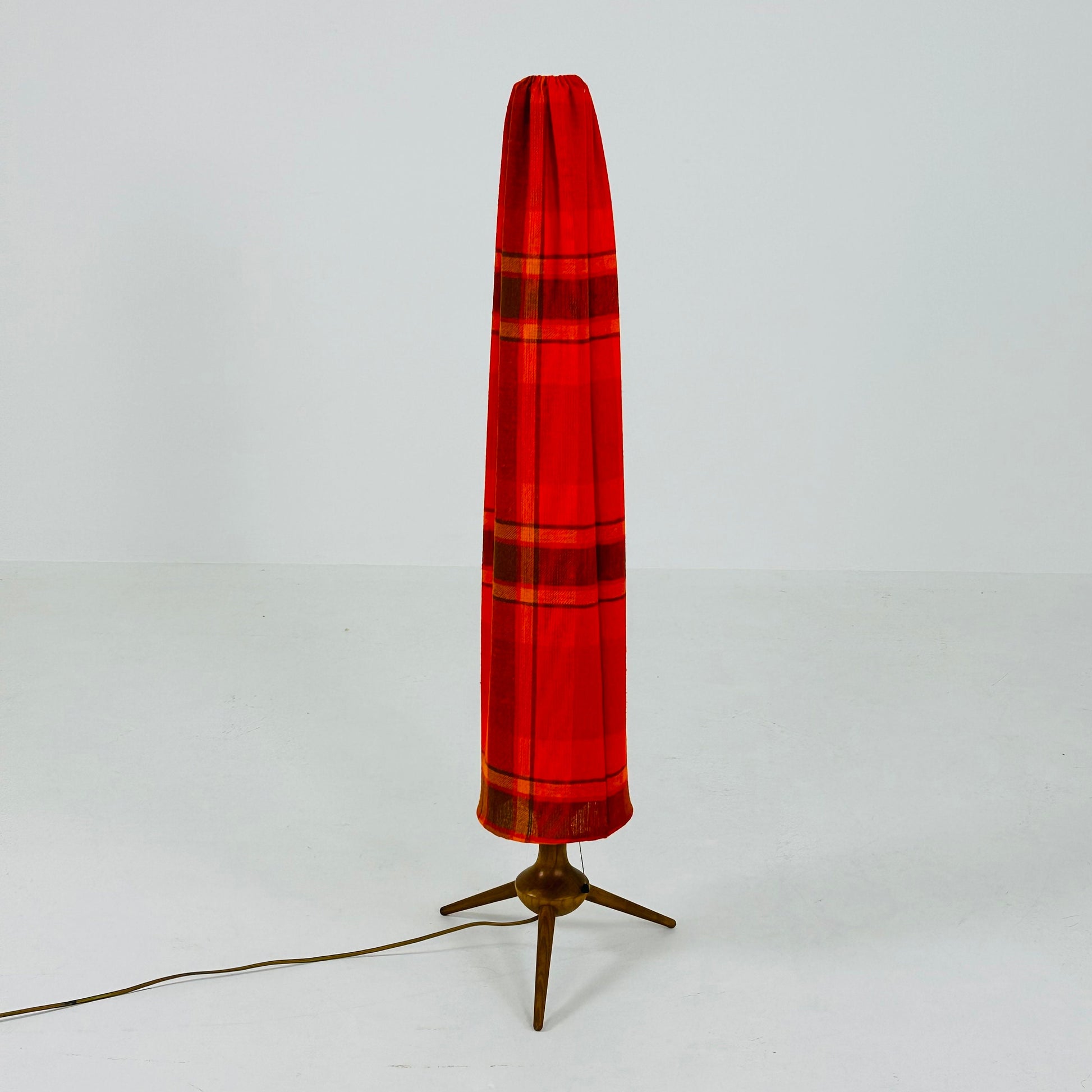 Mid-Century teak -fabric Tripod floor Lamp, 1960s