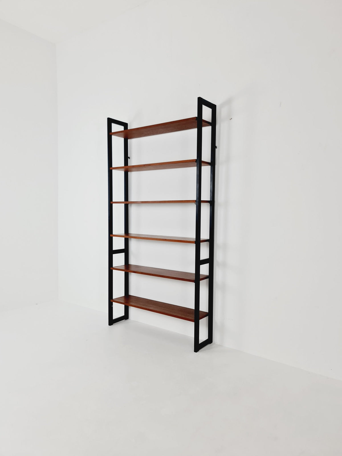 Free standing teak vintage library book shelf-system wall ectonia by Jussi Peippo for Asko, 1960s