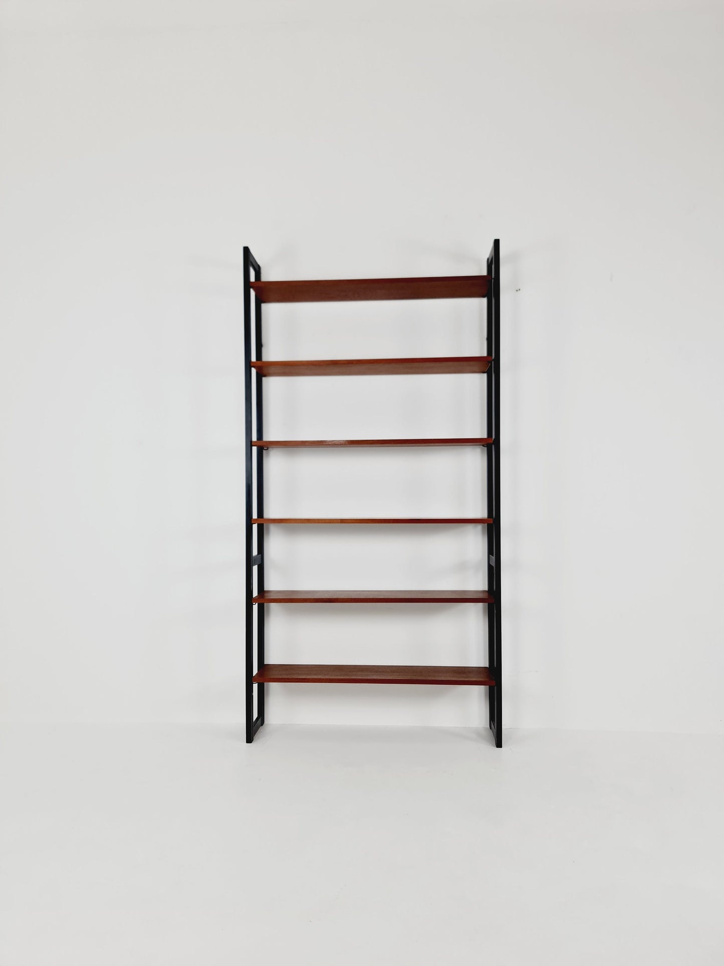 Free standing teak vintage library book shelf-system wall ectonia by Jussi Peippo for Asko, 1960s