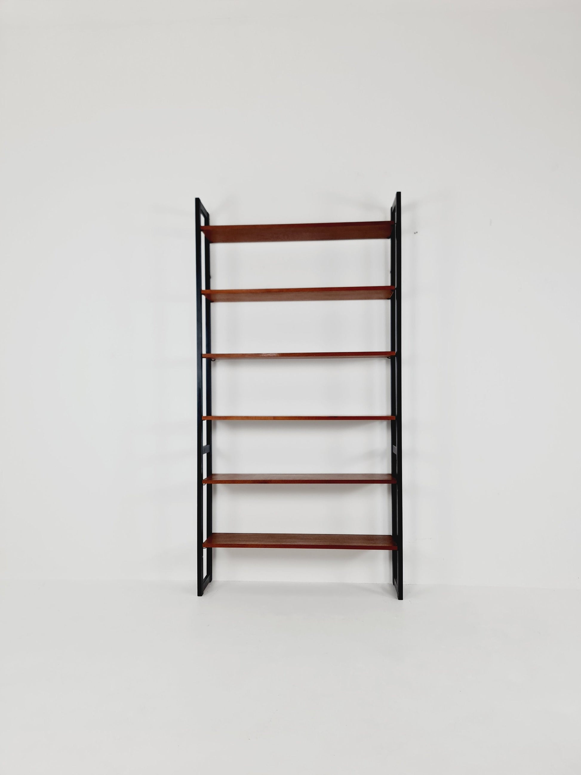 Free standing teak vintage library book shelf-system wall ectonia by Jussi Peippo for Asko, 1960s