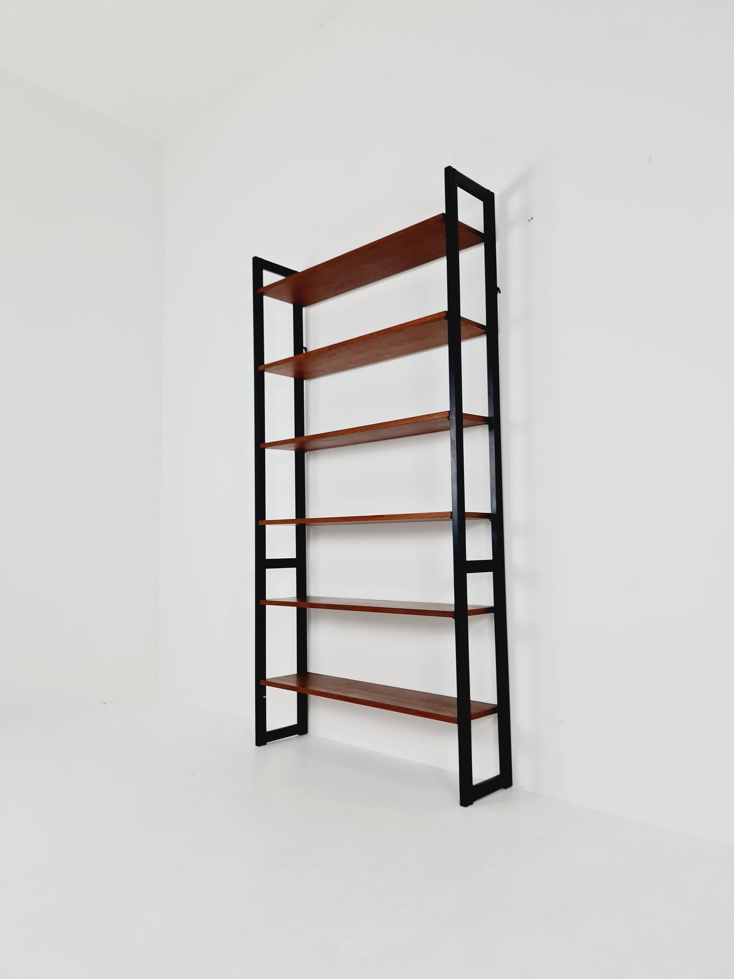 Free standing teak vintage library book shelf-system wall ectonia by Jussi Peippo for Asko, 1960s