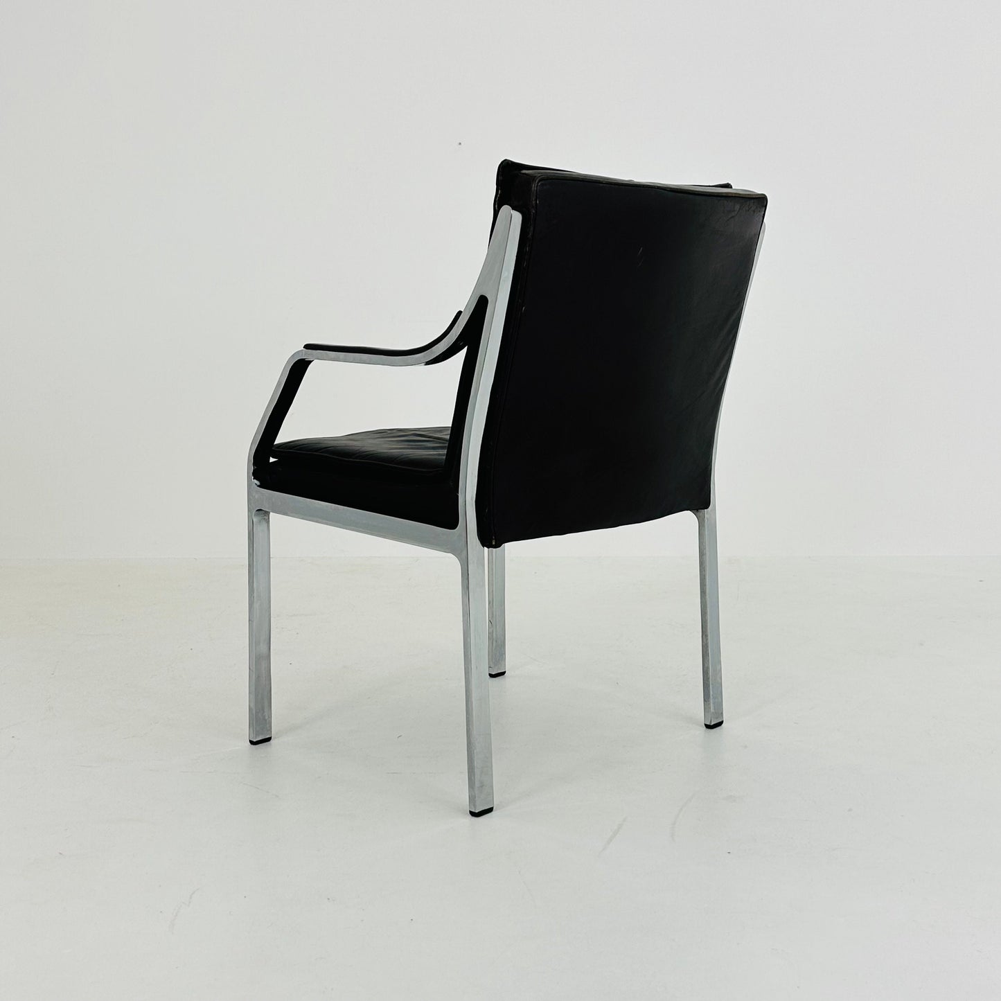 Mid century Alpha steel and leather dark brown armchair by Preben Fabricius and George Kastholm for Walter Knoll 1980s