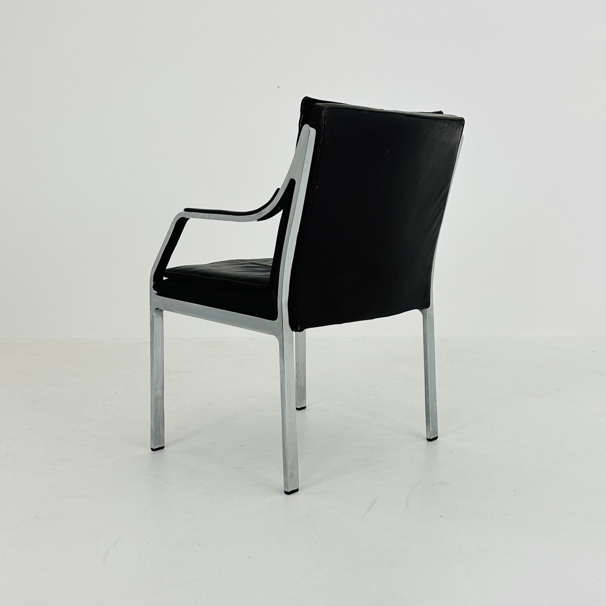 Mid century Alpha steel and leather dark brown armchair by Preben Fabricius and George Kastholm for Walter Knoll 1980s
