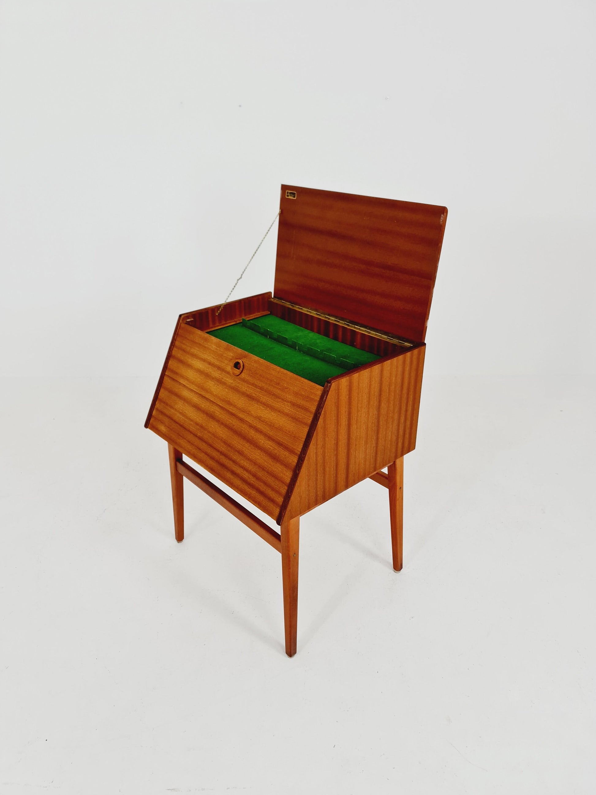 Mid century Swedish Mahagnoy Cutlery Cabinet without Cutlery Set by Stig Bolaget, Malmö, 1960s