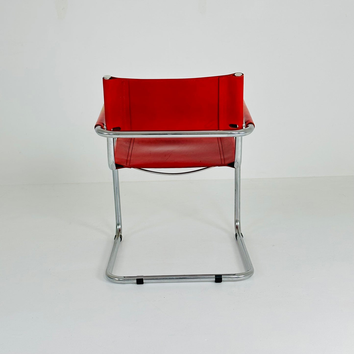 Vintage Model S34 Cognac Saddle Leather Dining chair by Mart Stam & Marcel Breuer 1980s