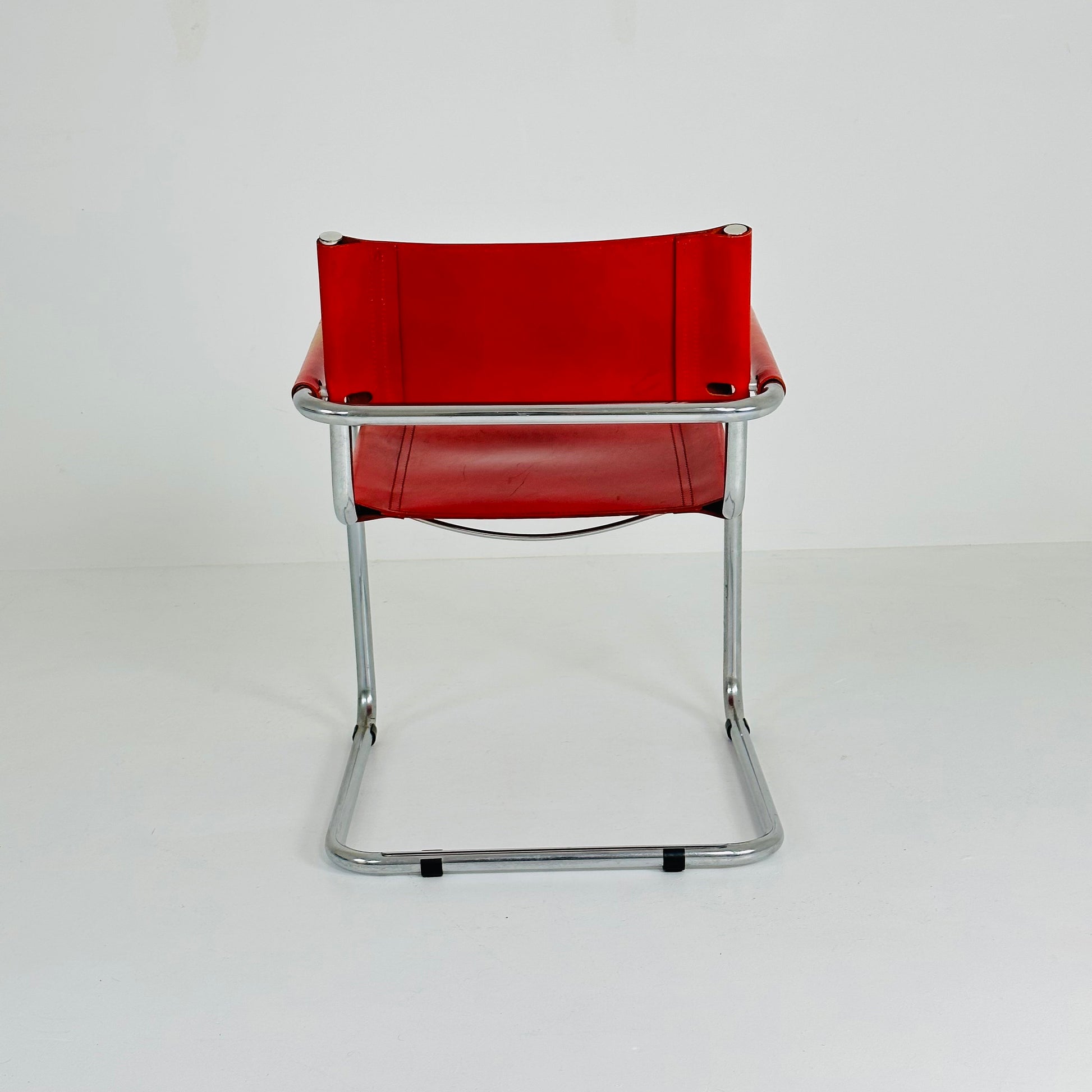 Vintage Model S34 Cognac Saddle Leather Dining chair by Mart Stam & Marcel Breuer 1980s