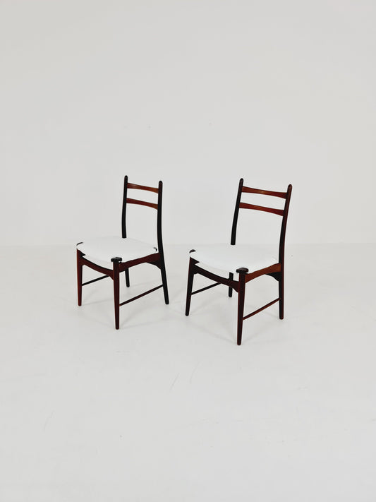 German teak & Teddy Fabric dining chair by Georg Leowald for wilkhan 1960s,set of 2