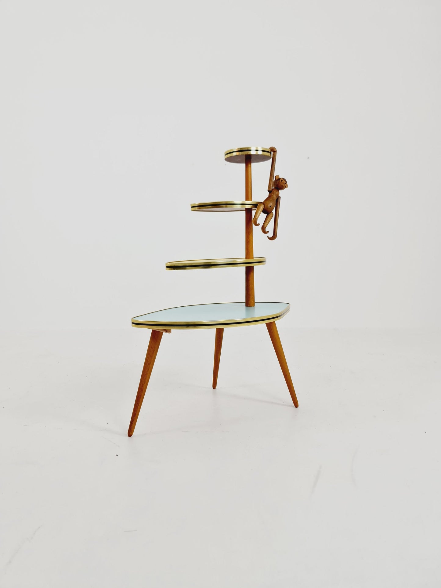 1950s German Plant Stand, Colorful Vintage Mid-Century Minimalist Indoor Plant Stand Side Table Retro flower table