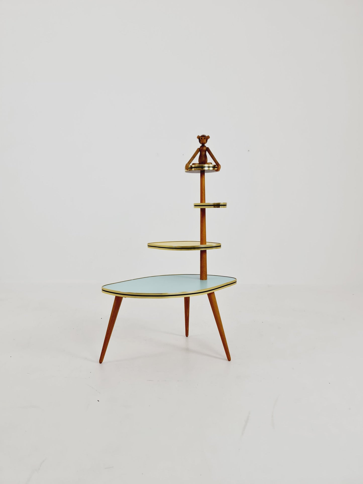 1950s German Plant Stand, Colorful Vintage Mid-Century Minimalist Indoor Plant Stand Side Table Retro flower table