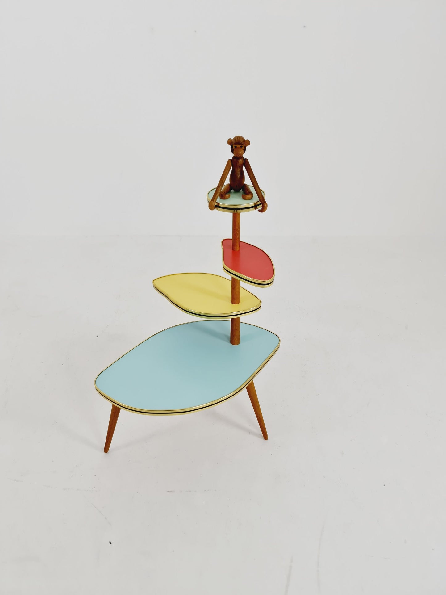 1950s German Plant Stand, Colorful Vintage Mid-Century Minimalist Indoor Plant Stand Side Table Retro flower table